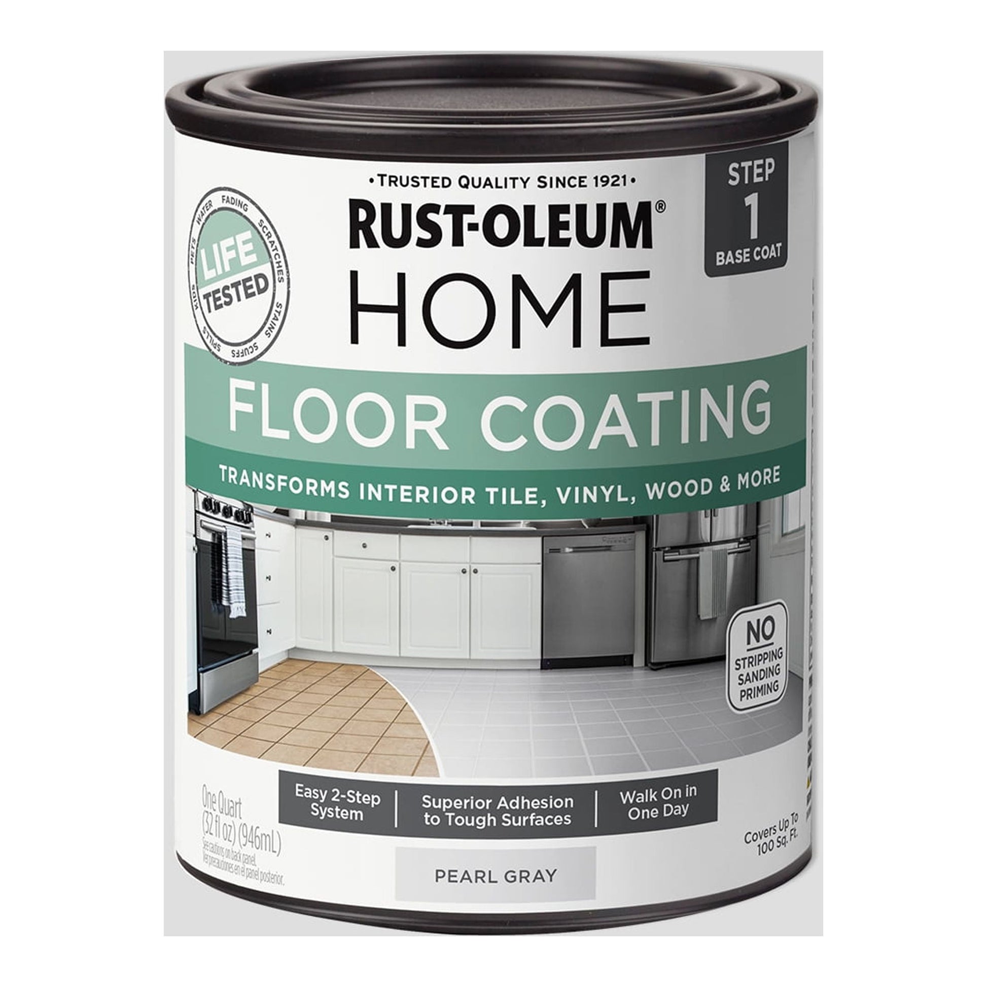 4 Pack, Pearl Gray, Rust-Oleum Home Floor Paint Matte - 358874, Quart