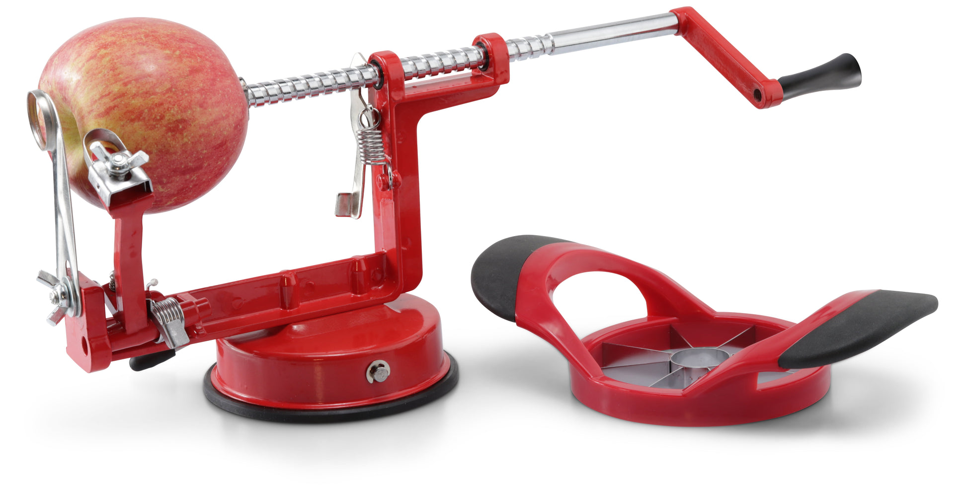 Perfect Peel Apple Peeler - Easy Clean Removable Commercial Grade Blade - Corer, Red - Apple Corer and Peeler