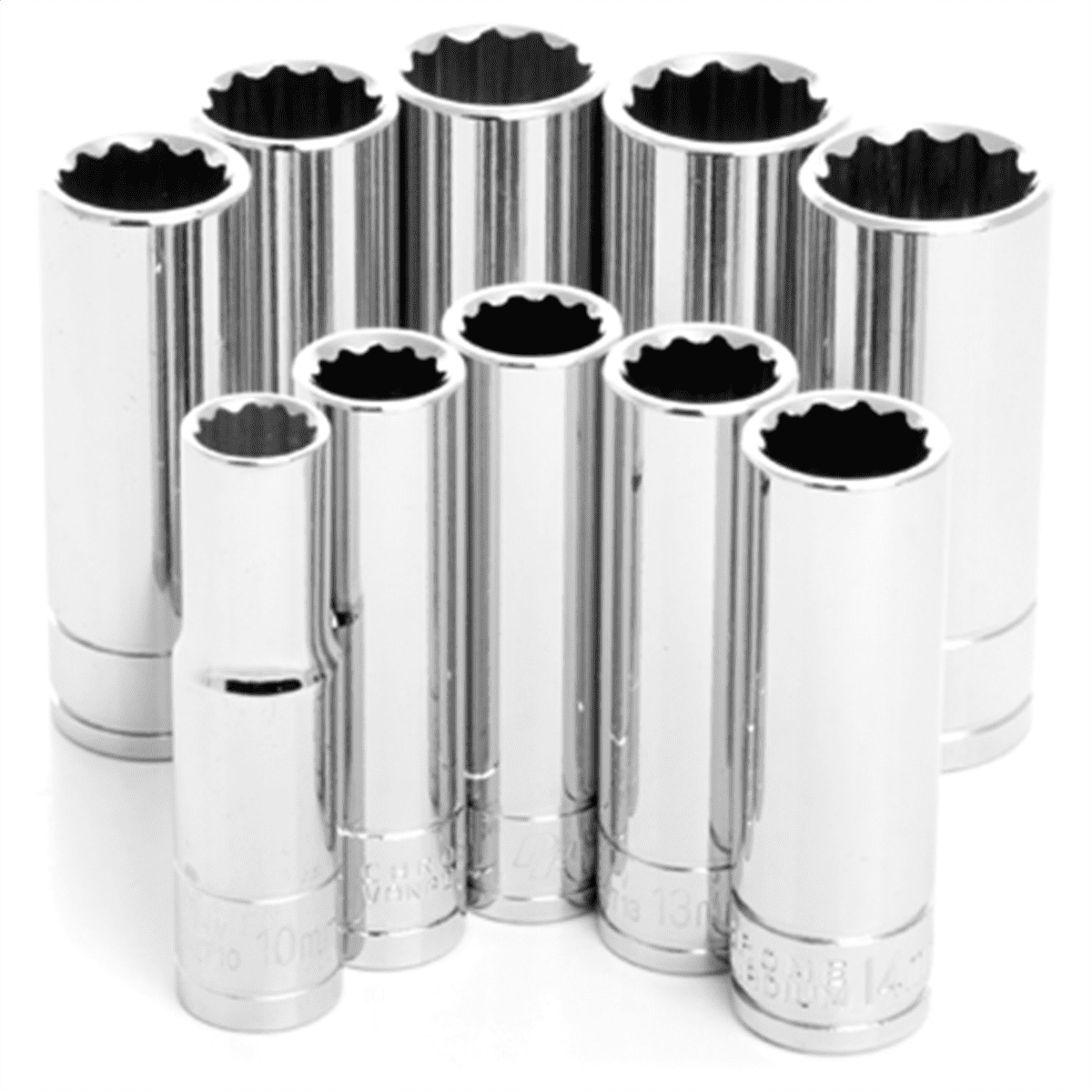 Wilmar Corp. / Performance Tool 10 Piece 3/8" Drive 12pt Met Deep Socket Set
