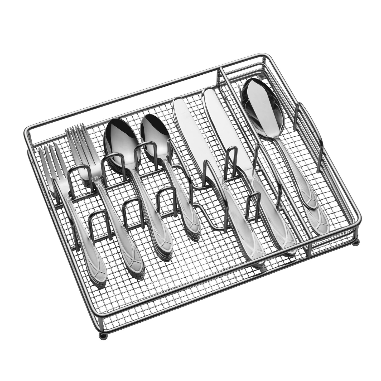 Pfaltzgraff Mirage Frost  18.0 Stainless Steel 42-Piece Flatware Set with Caddy