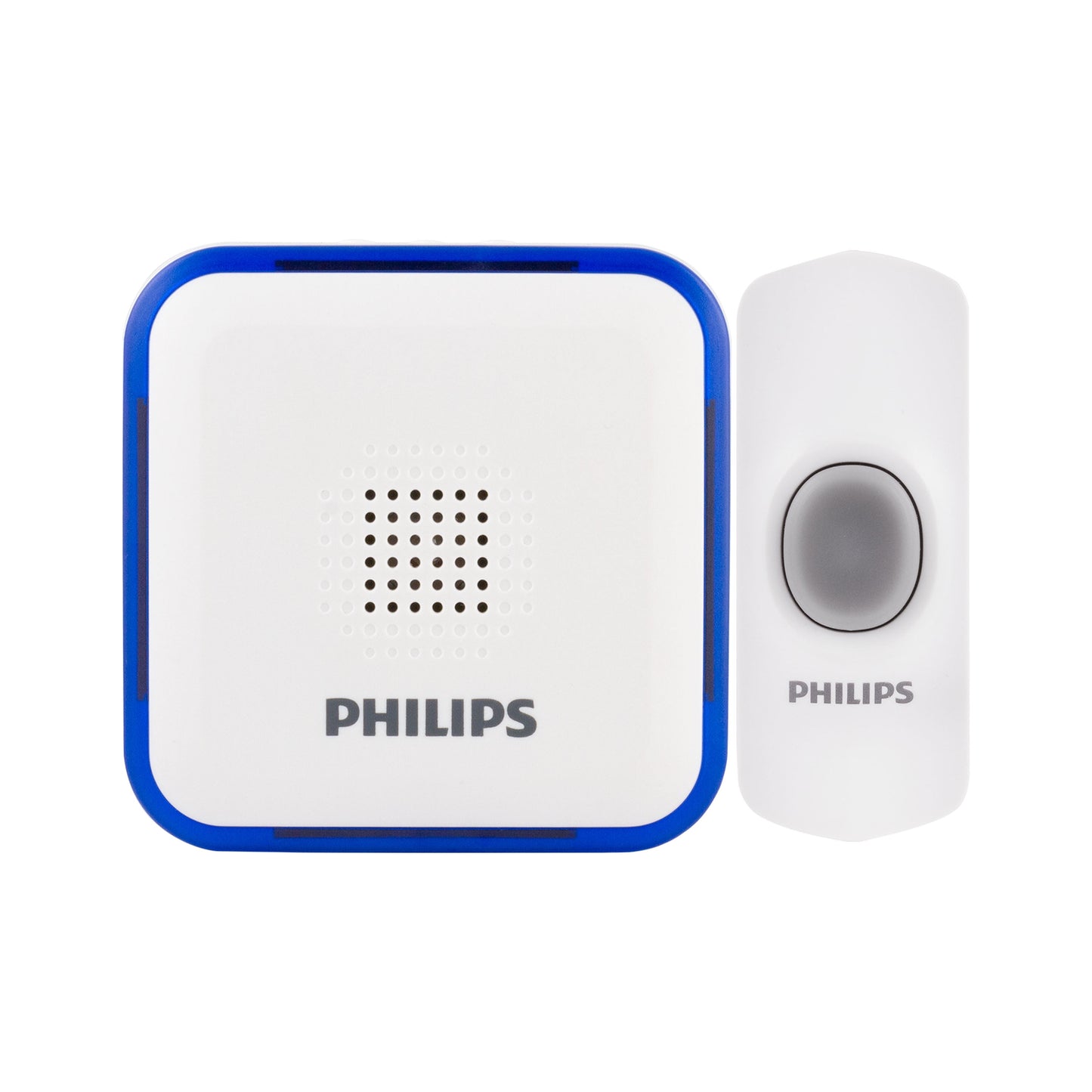 Philips Battery-Operated 32-Melody Door Chime, 1 Receiver, 1 Push Button, White, 6.4in, DES3140W/27