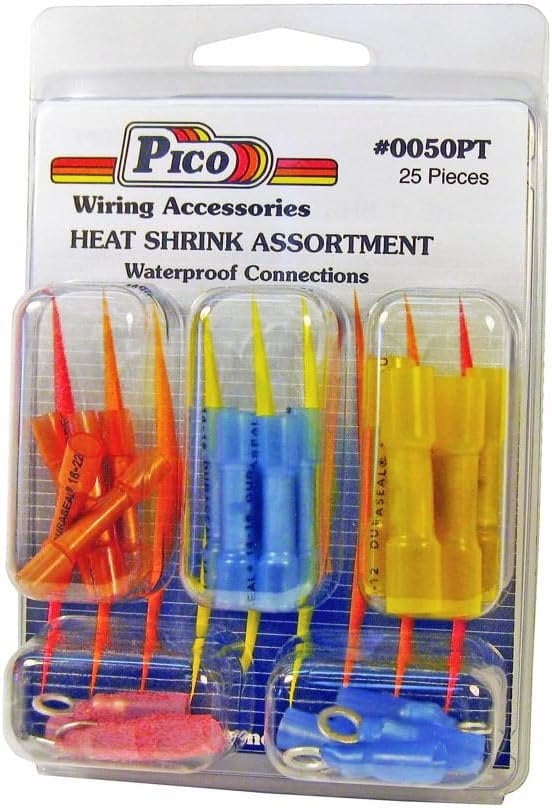 Pico 0050PT 25 Piece Crimp & Heat Shrink Butt Connector and Assorted Ring Terminal Kit (22-16, 16-14 & 12-10 AWG)