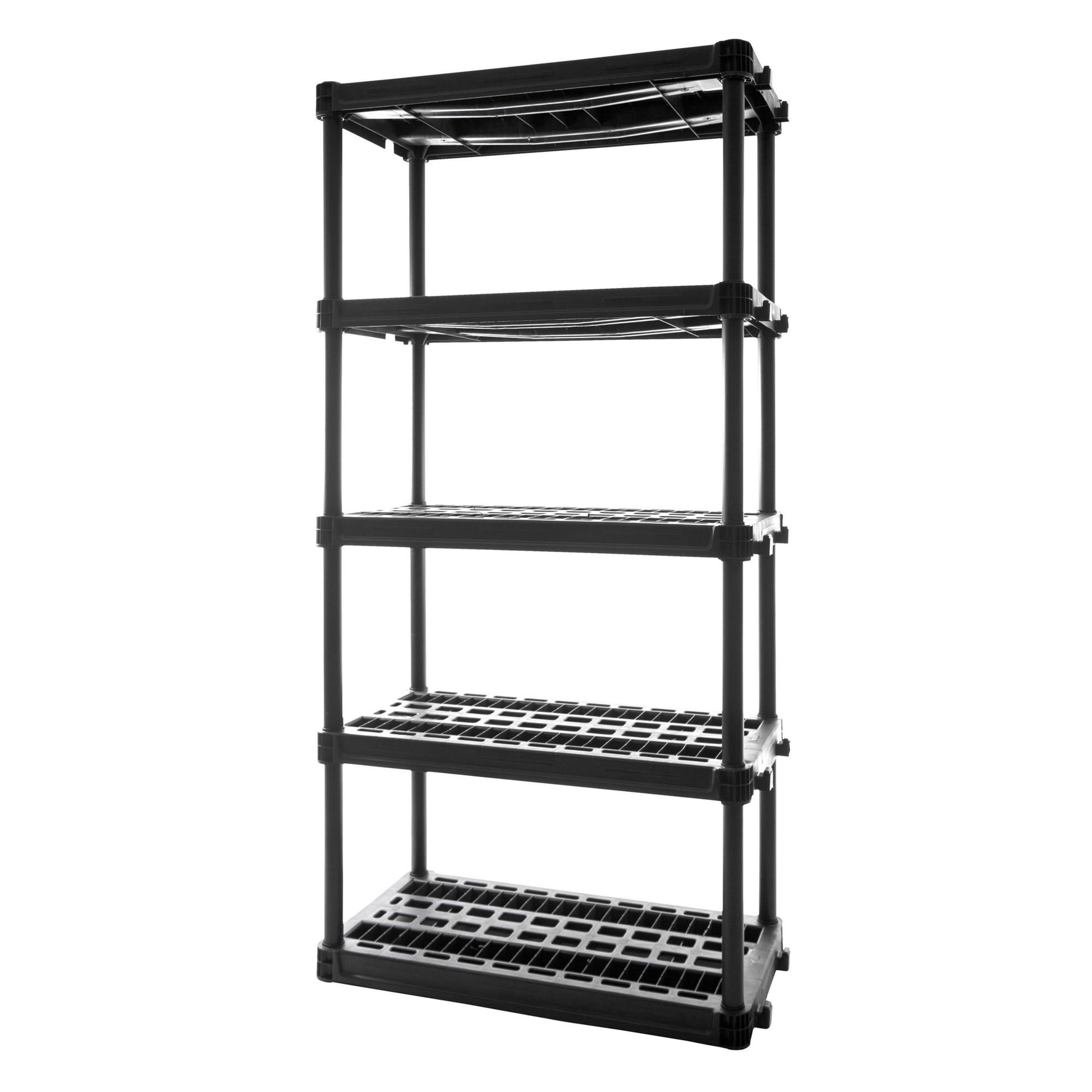 Plano 5-Shelf Heavy Duty Plastic Storage Shelves, 73â€ x 36â€ x 18â€, 750lb Capacity
