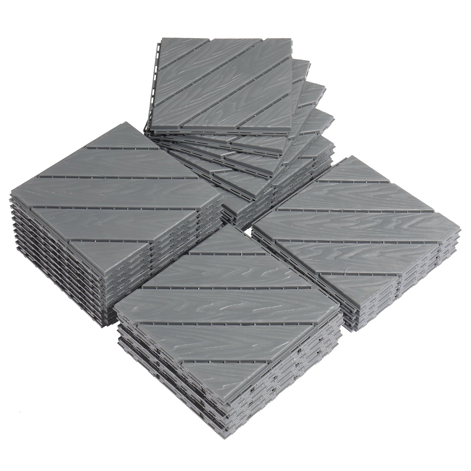 Plastic Interlocking Deck Tiles, 27 Pack, 11.8"x11.8" Waterproof Flooring Tiles for Indoor and Outdoor, Patio Floor Decking Tiles for Porch Poolside Balcony Backyard, Dark Grey