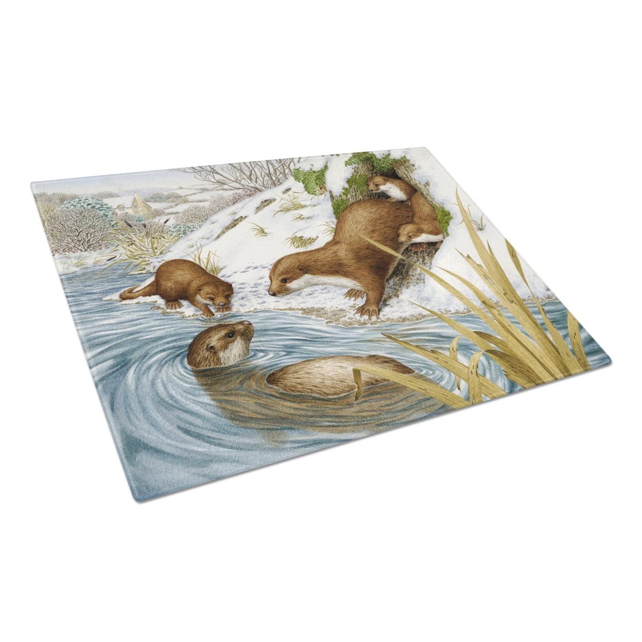 Playtime Otters Glass Cutting Board Large