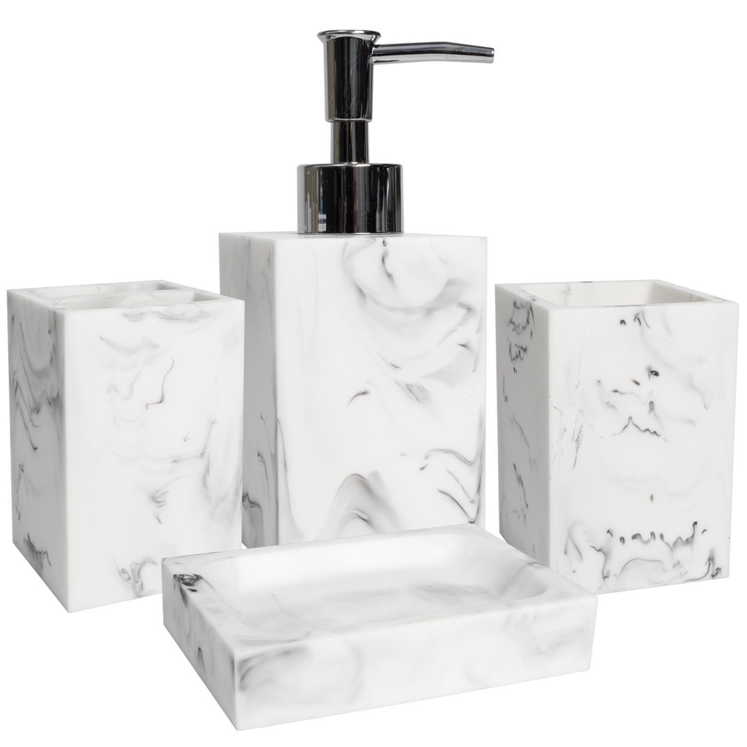 Plaza Bath Accessory Poly Resin 4 Piece Bath Accessories Set