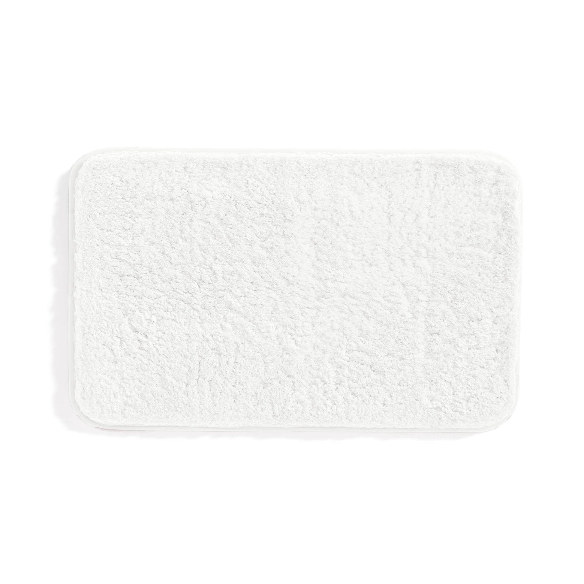 Plush Absorbent Bath Mat Rug with Anti-Skid Rubber Backing, 34 x 21, White, by Noble Linens