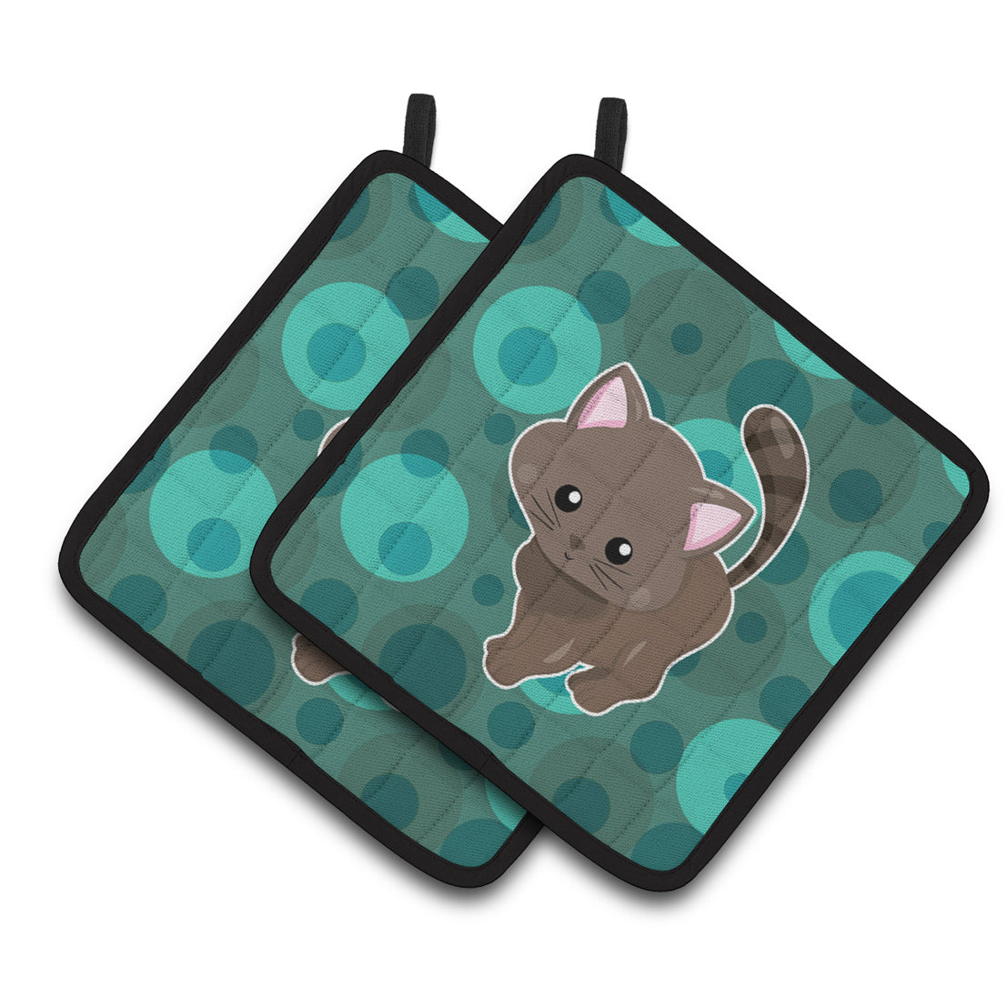 Polkadot Kitten Cat Pair of Pot Holders