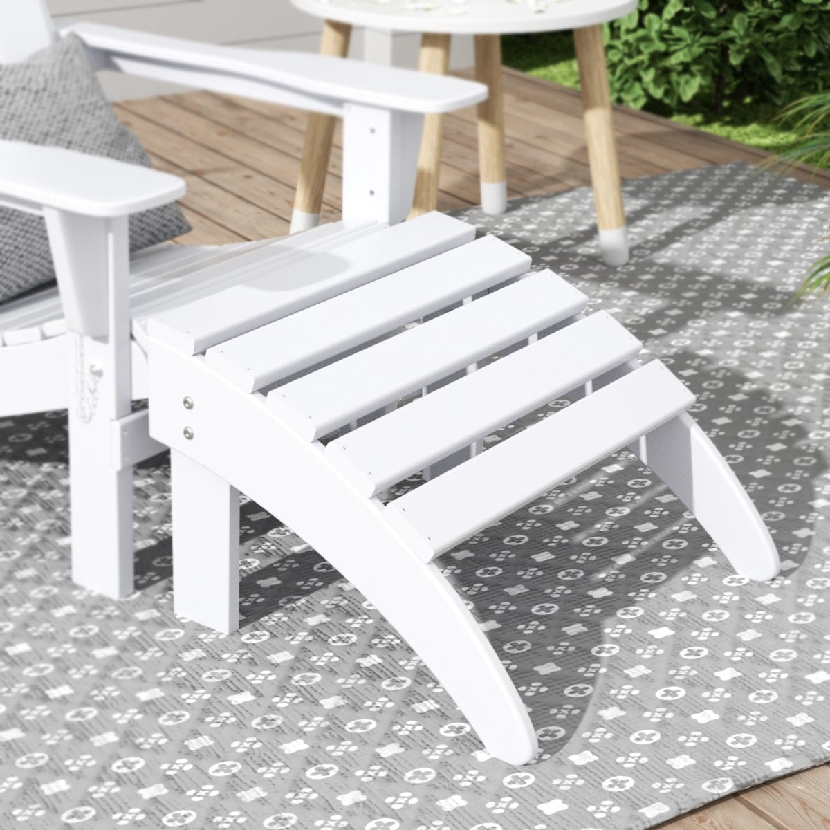 Polytrends  Laguna Hdpe All Weather Outdoor Patio Foldable Ottoman White