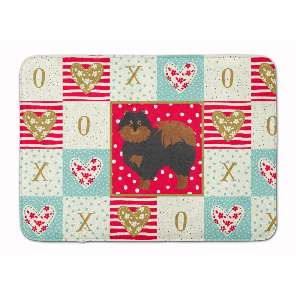 Pomeranian 2 Love Machine Washable Memory Foam Mat Red