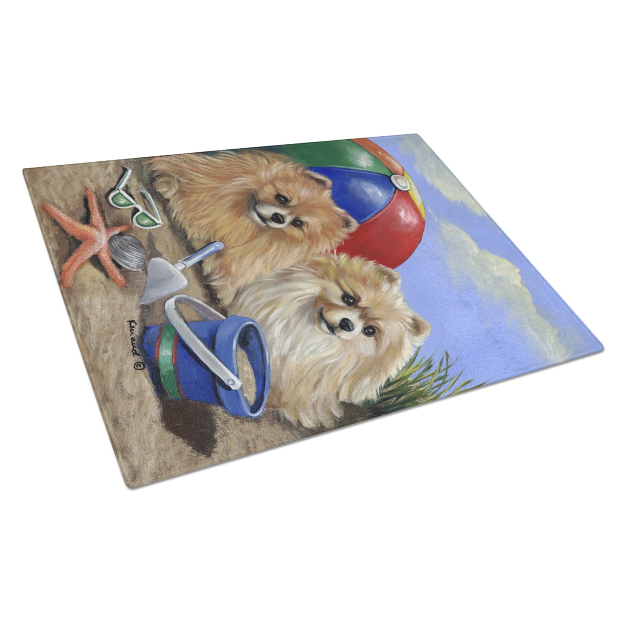 Pomeranian Beach Glass Cutting Board Large