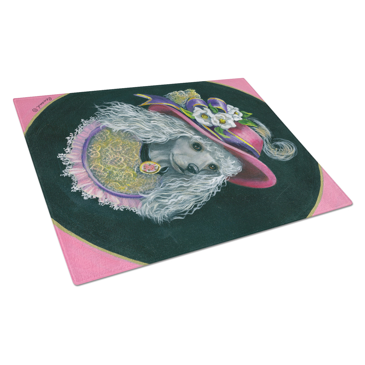 Poodle Lady Alexandria Glass Cutting Board Large PPP3148LCB