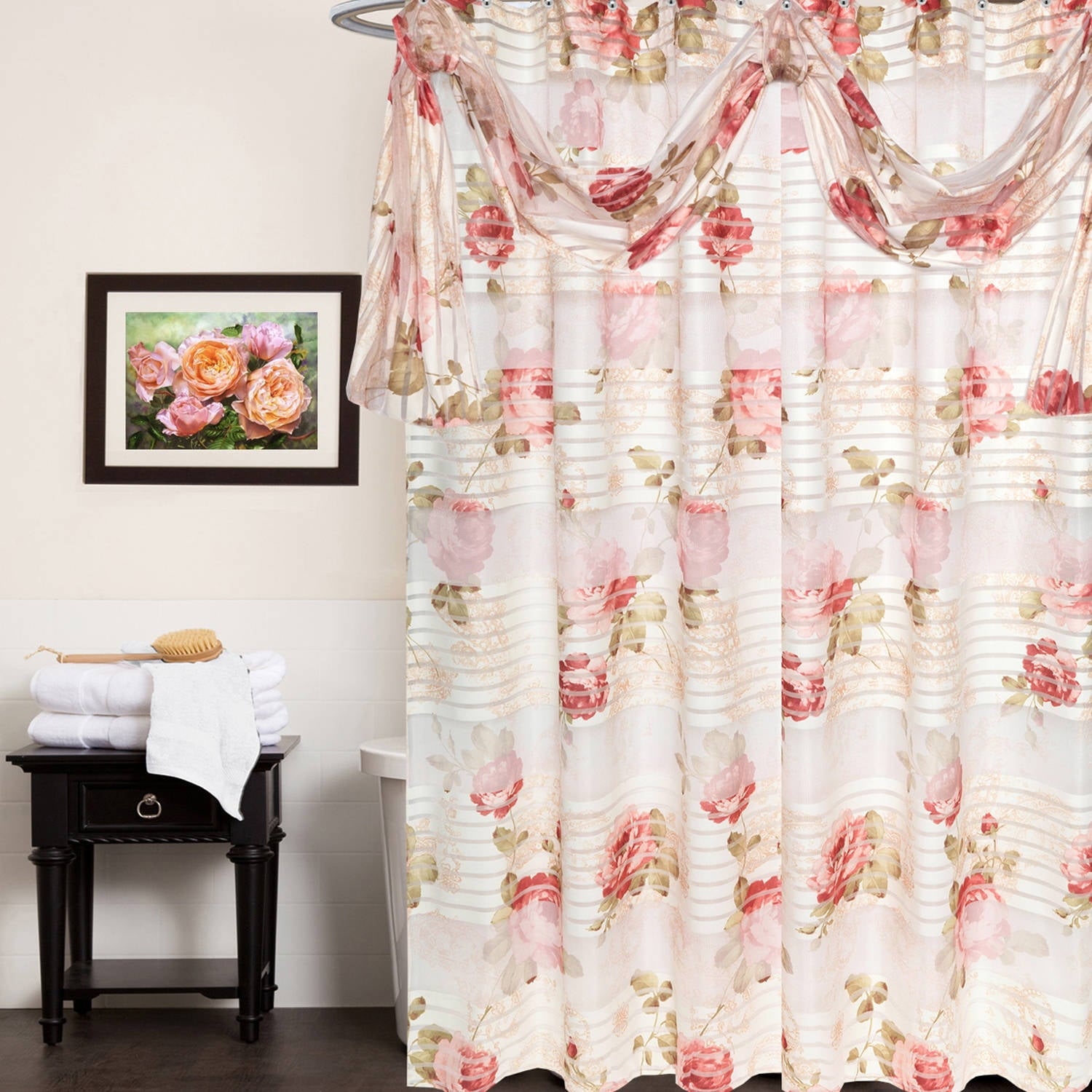 Popular Bath Madeline Beige Collection Shower Curtain