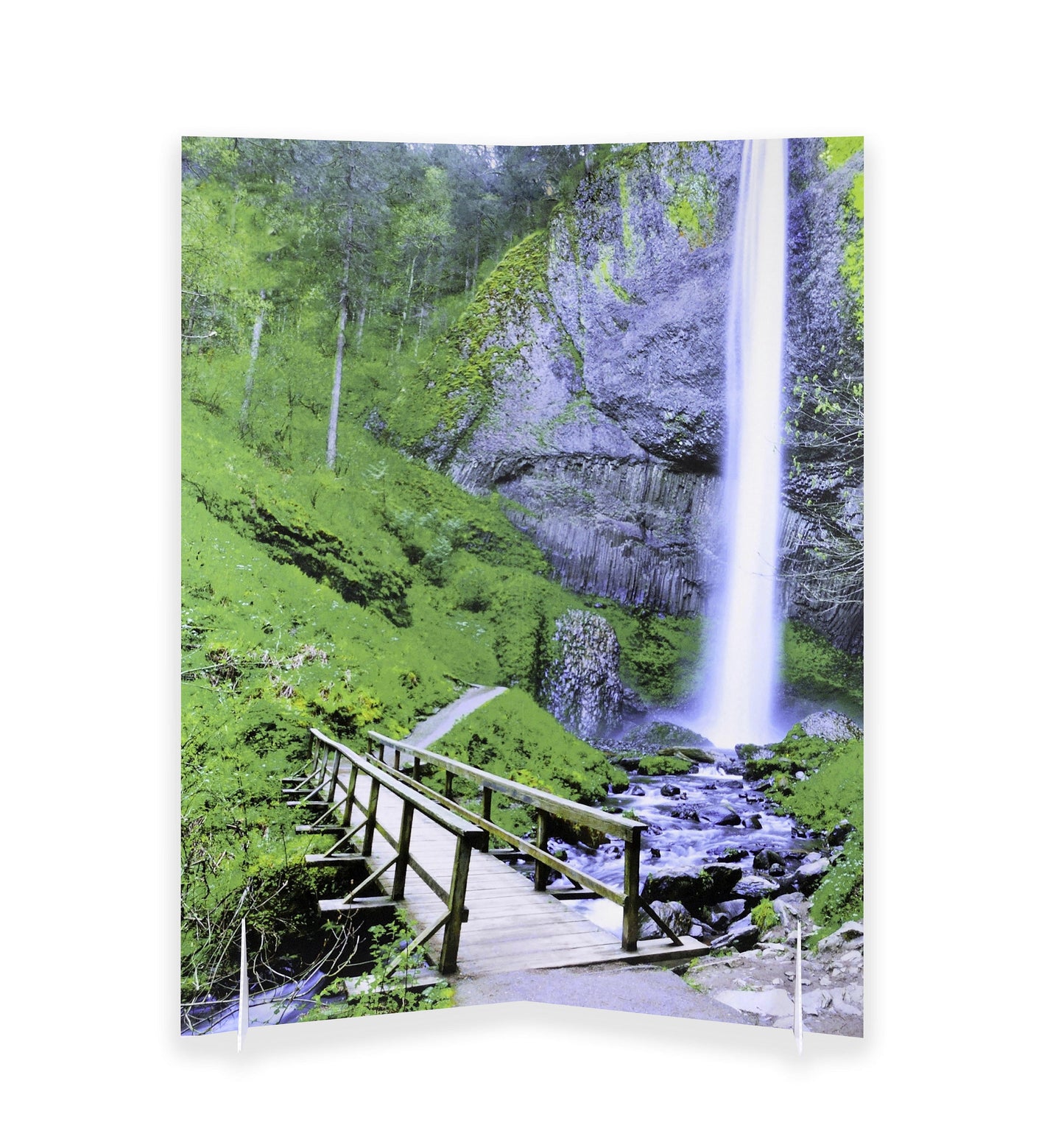 Portable Bi-folding Rigid Honeycomb Corrugate Floor Partition - Water Fall Print 46L" x 9W" x 60H"