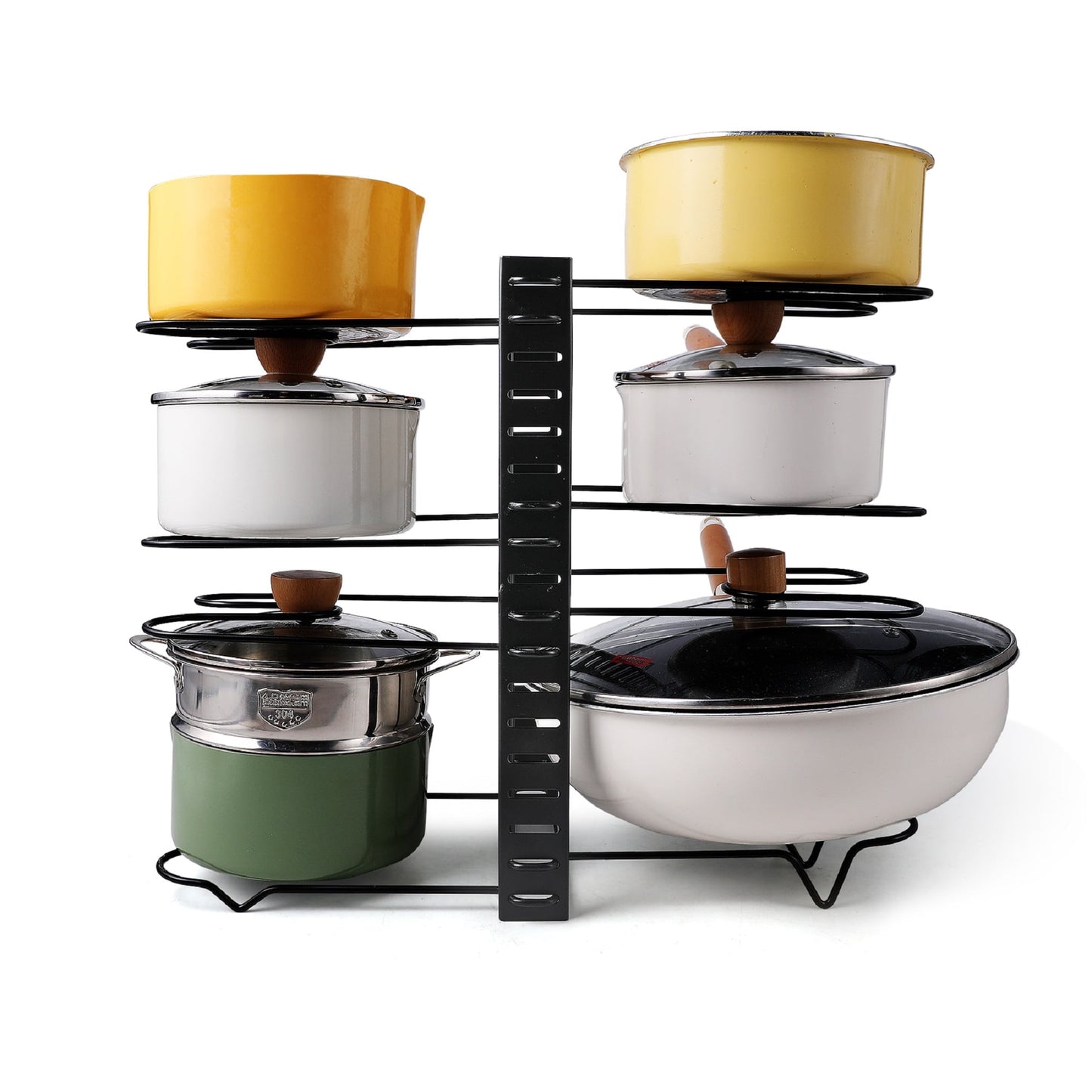 Pots and Pans Organizer Rack,Adjustable Pot Rack,Kitchen Organization and Storage 3-Tier Multiple Hook Pot Rack