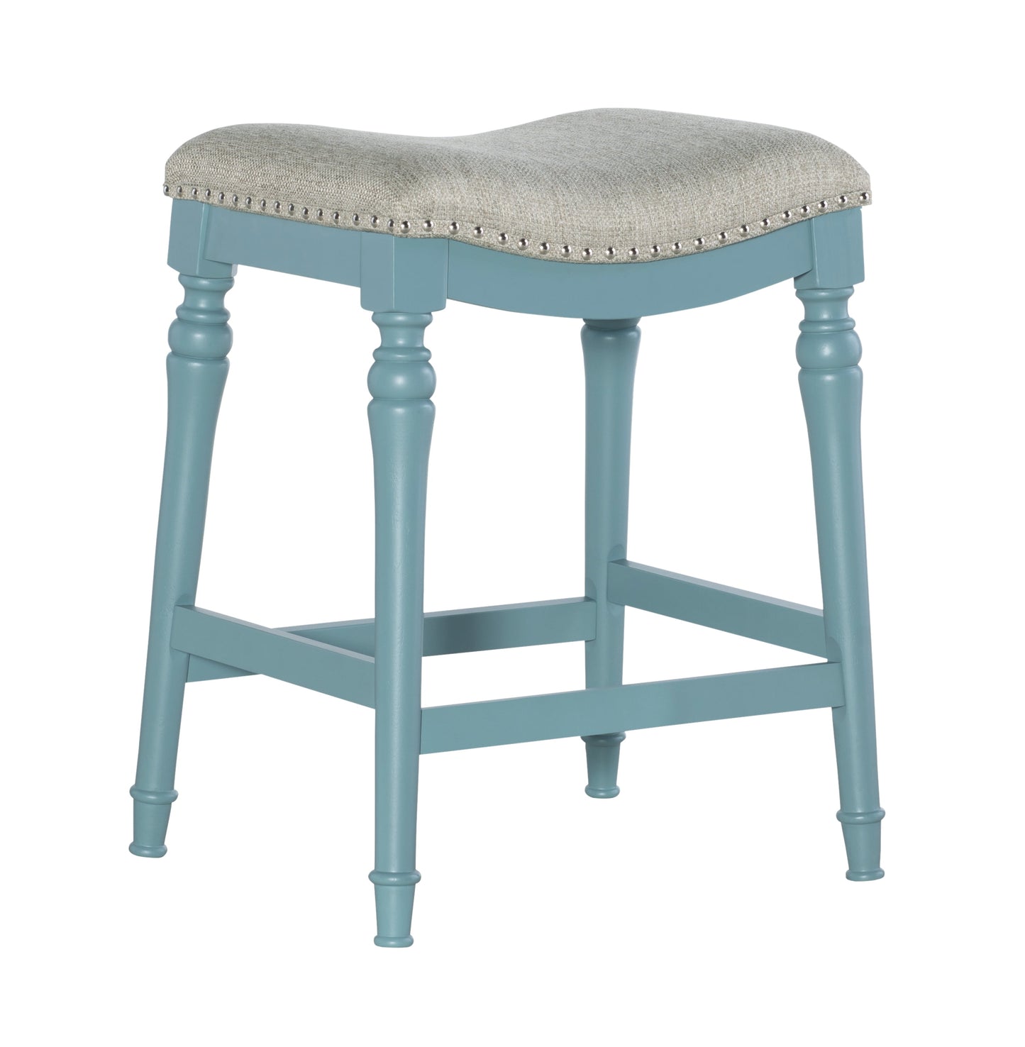 Powell Hayes Backless Wood Counter Stool, 27" seat Height, Teal Finish