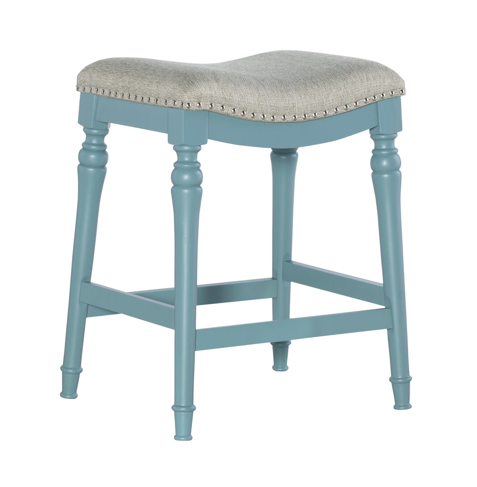 Powell Hayes Backless Wood Counter Stool, 27" seat Height, Teal Finish