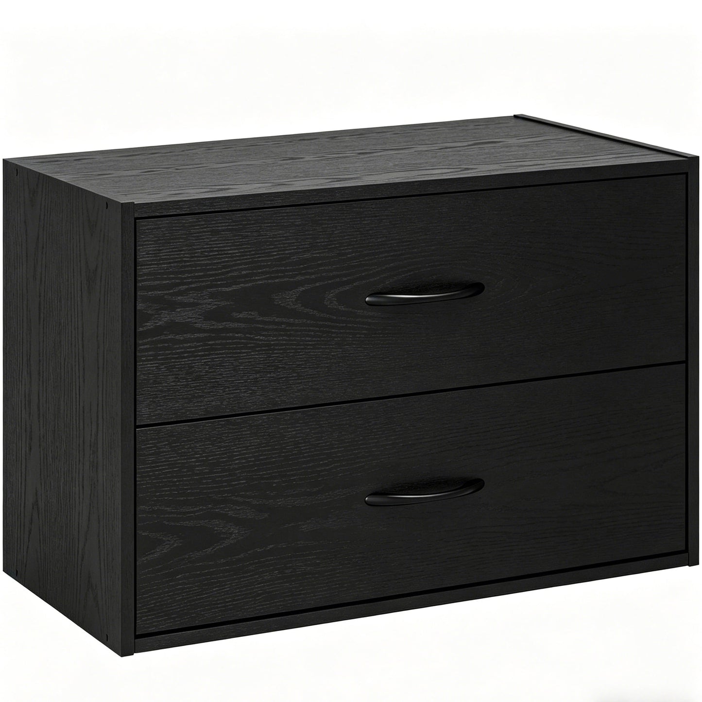 Prilinex 2 Drawer Storage Organizer, Stackable Short Closet Dresser for Clothes, Wood Drawer Dresser with Anti-Topping Kits for Bedroom Living Room, Black