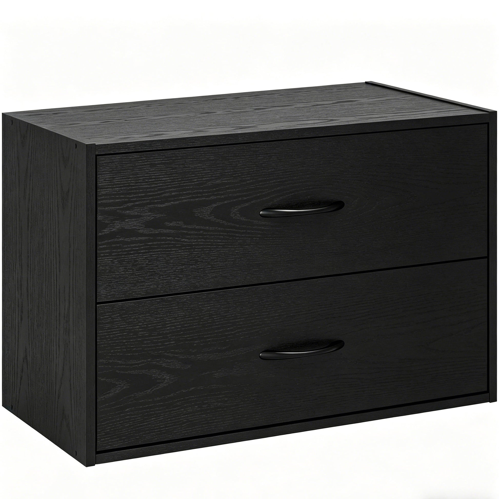 Prilinex 2 Drawer Storage Organizer, Stackable Short Closet Dresser for Clothes, Wood Drawer Dresser with Anti-Topping Kits for Bedroom Living Room, Black