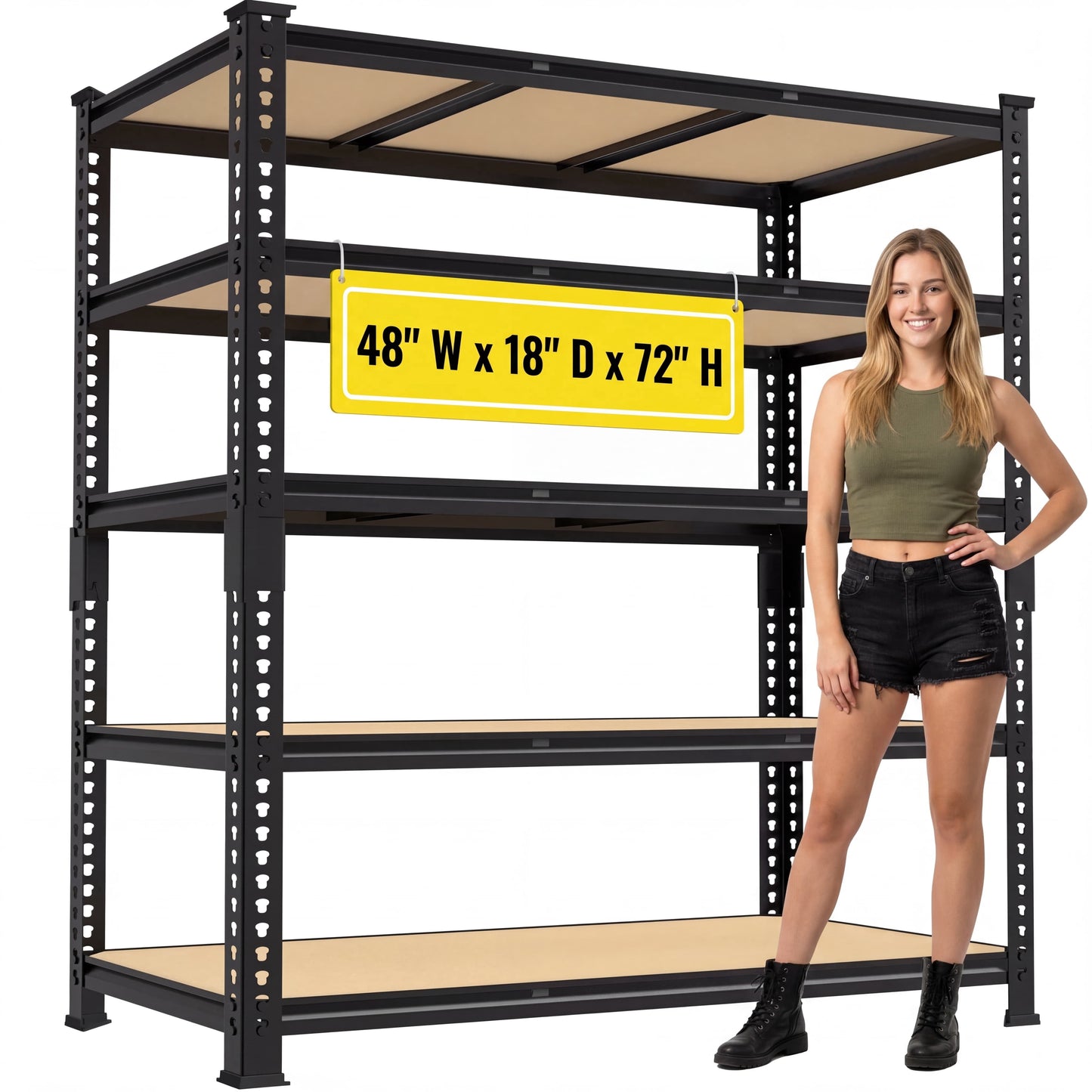 Prilinex 72" H Garage Shelving Heavy Duty 1500 LBS 5 Tier Storage Shelves Adjustable Shelf Rack for Garage Pantry Closet 36" W x 16" D x 72" H