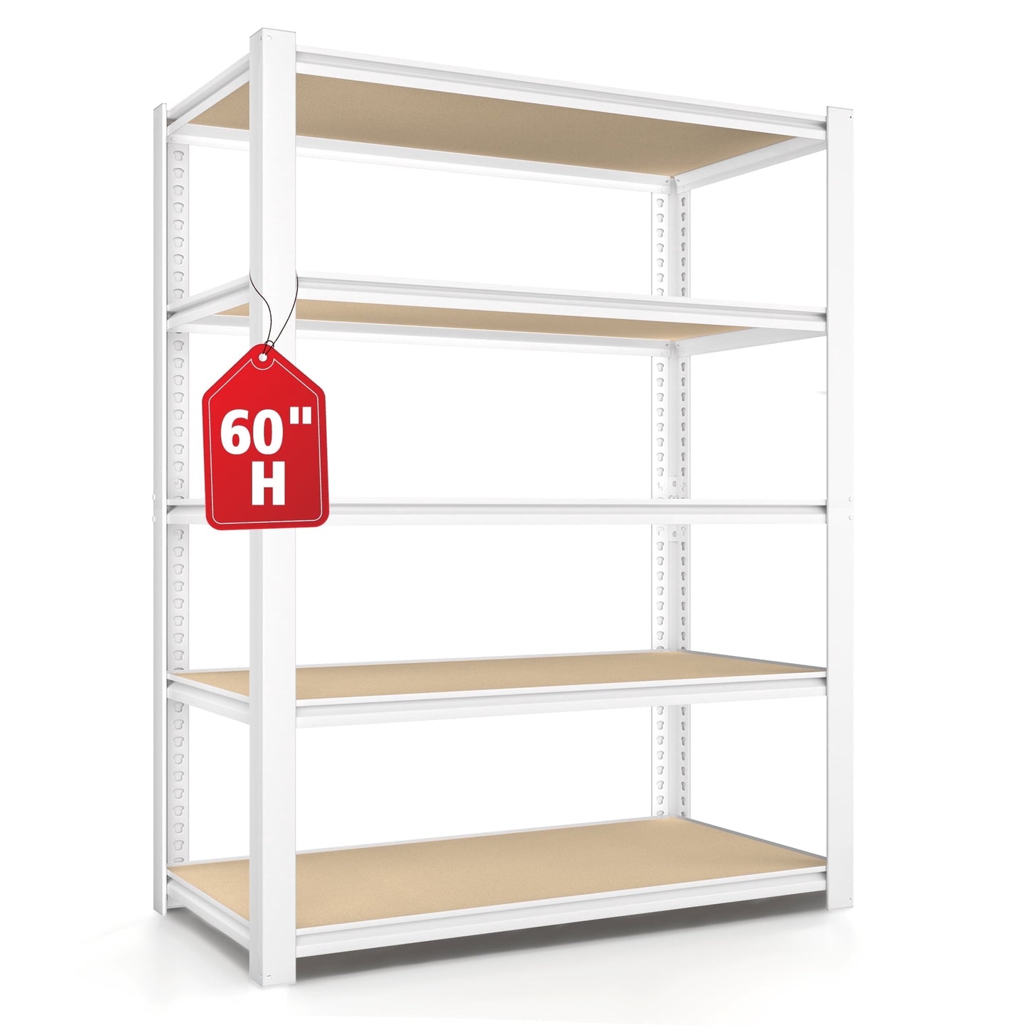 Prilinex Garage Storage Shelves 5 Tier 28"W x 12"D x 60"H Metal Adjustable Shelf Units Heavy Duty Storage Racks for Kitchen Closet, White