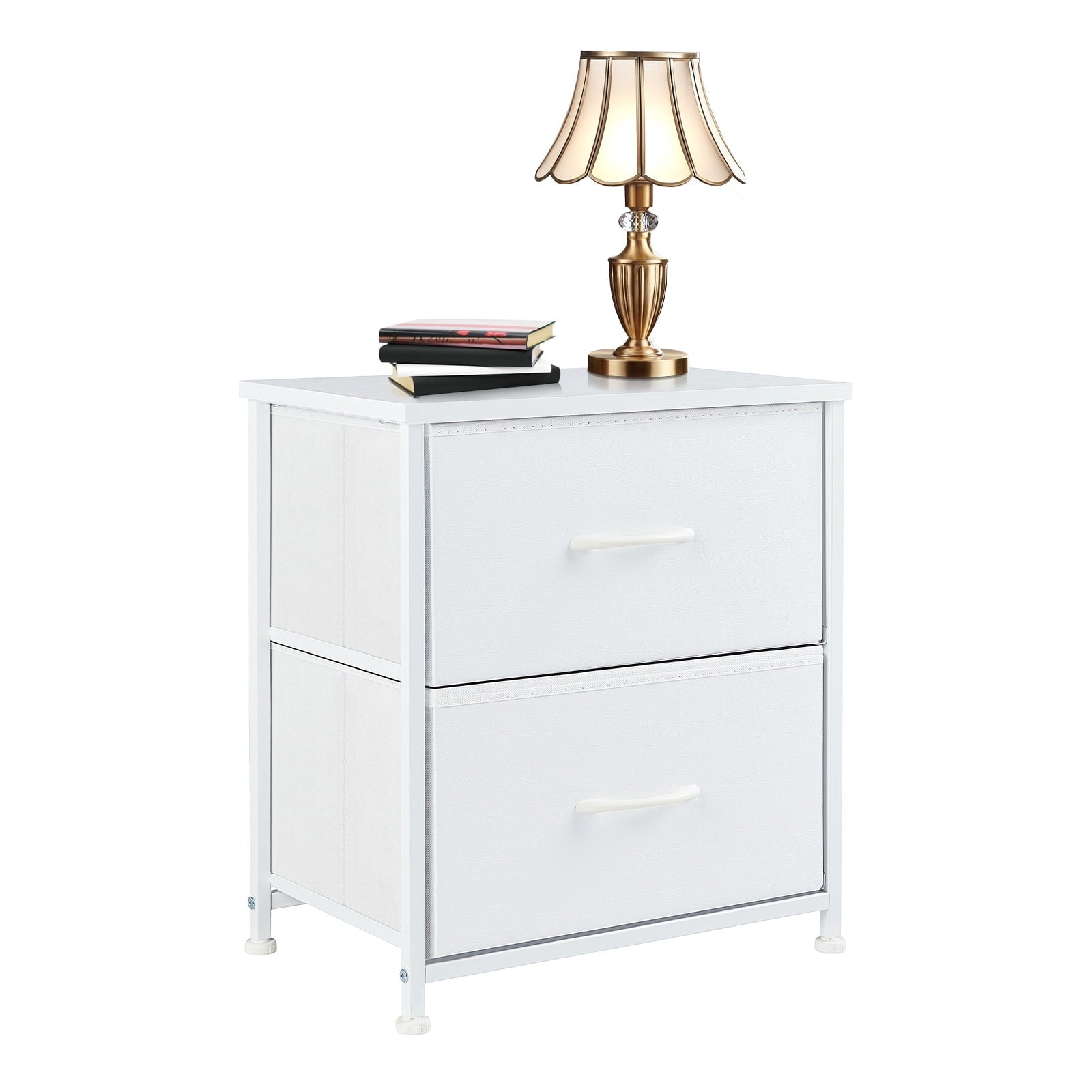 Prilinex Nightstand Small Dresser with 2 Fabric Drawers, 20 Inch Adjustable Nightstand Feet Bedside Table with Drawers for Bedroom Closet Entryway College Dorm, Grey