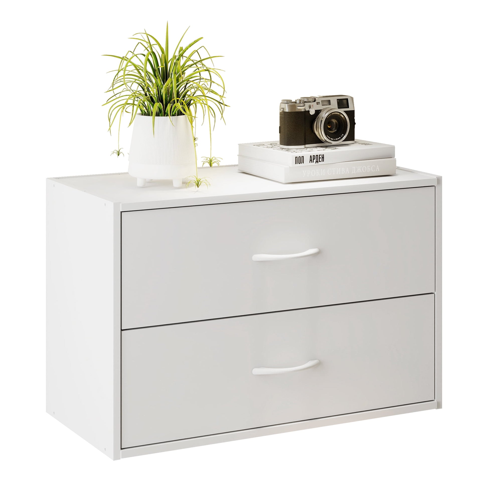 Prilinex White Dresser for Bedroom, 2 Drawers Dresser for Closet, Wood Small Chests of Drawers, Stackable Storage Cabinet for Living Room, Hallway, Entryway