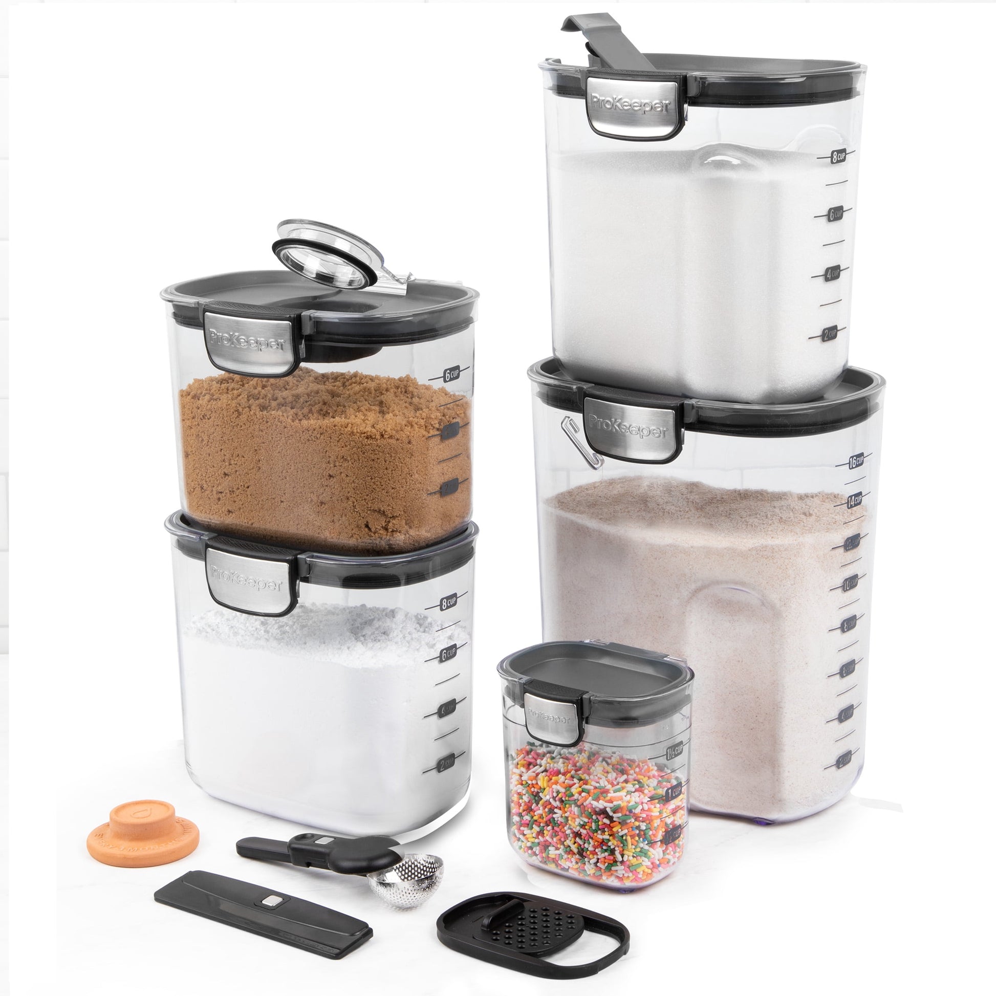 ProKeeper+ 9-Piece Baker's Storage Container Set with Airtight Seal for Pantry Organization