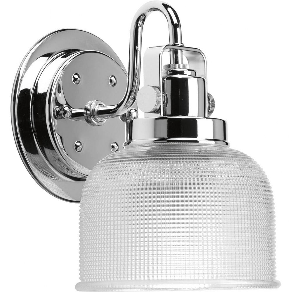 Progress Lighting Archie Collection 1-Light Vintage Brass Clear Double Prismatic Glass Coastal Bath Vanity Light