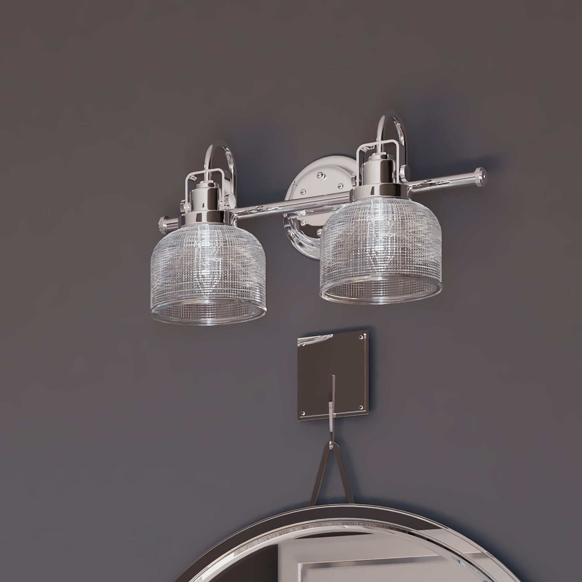 Archie Collection Two-Light Polished Chrome Clear Double Prismatic Glass Coastal Bath Vanity Light