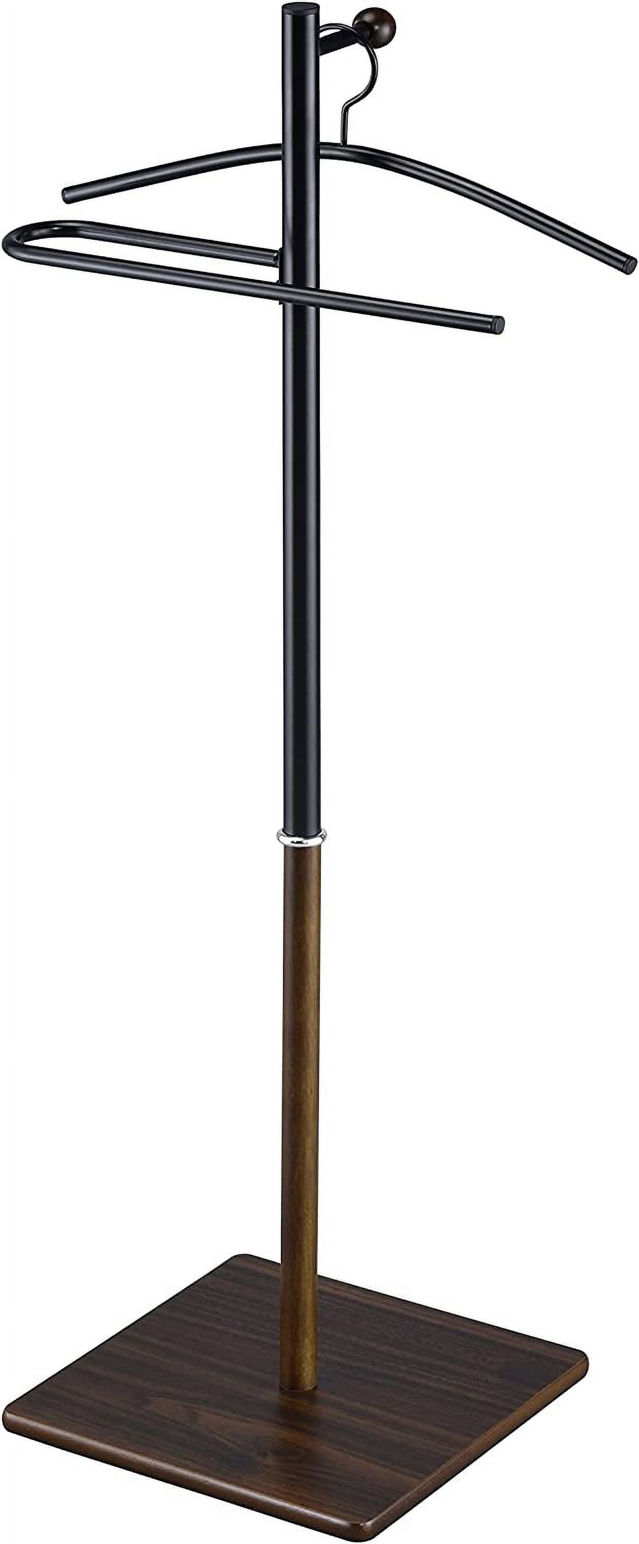 Proman Products VL17240 Kumo Freestanding Metal Valet Stand Organizer with Removable Hanger, Trouser Bar, Walnut, 18" W x 11.5" D x 41" H