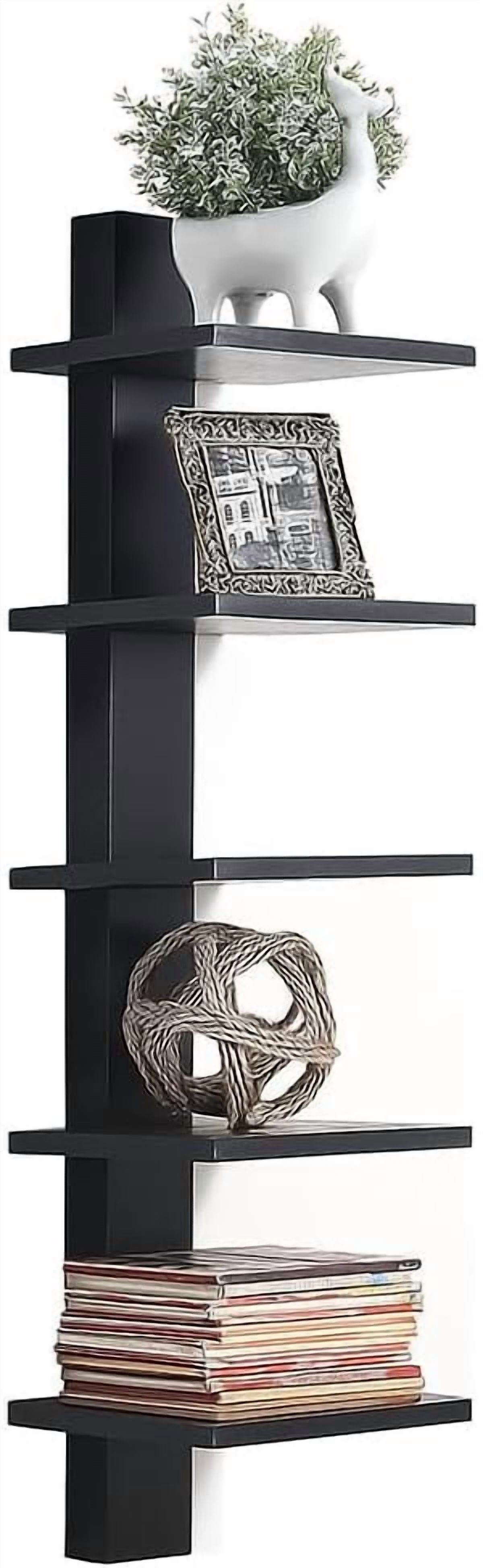Proman Products - Mounted Spine Bookshelf, Wall Mounted Shelves, Spine Book Tower (Black)