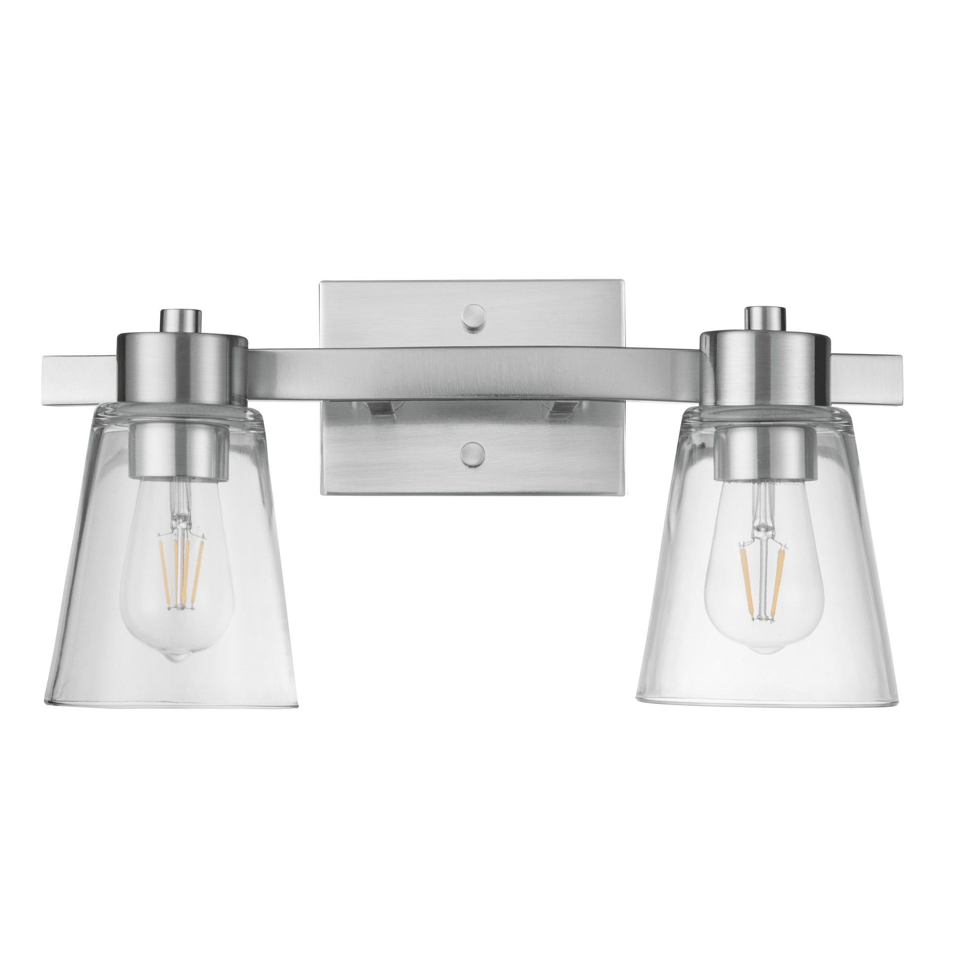 Prominence Home Fairendale 2-Light Brushed Nickel Bathroom Vanity Light with Clear Glass Shade