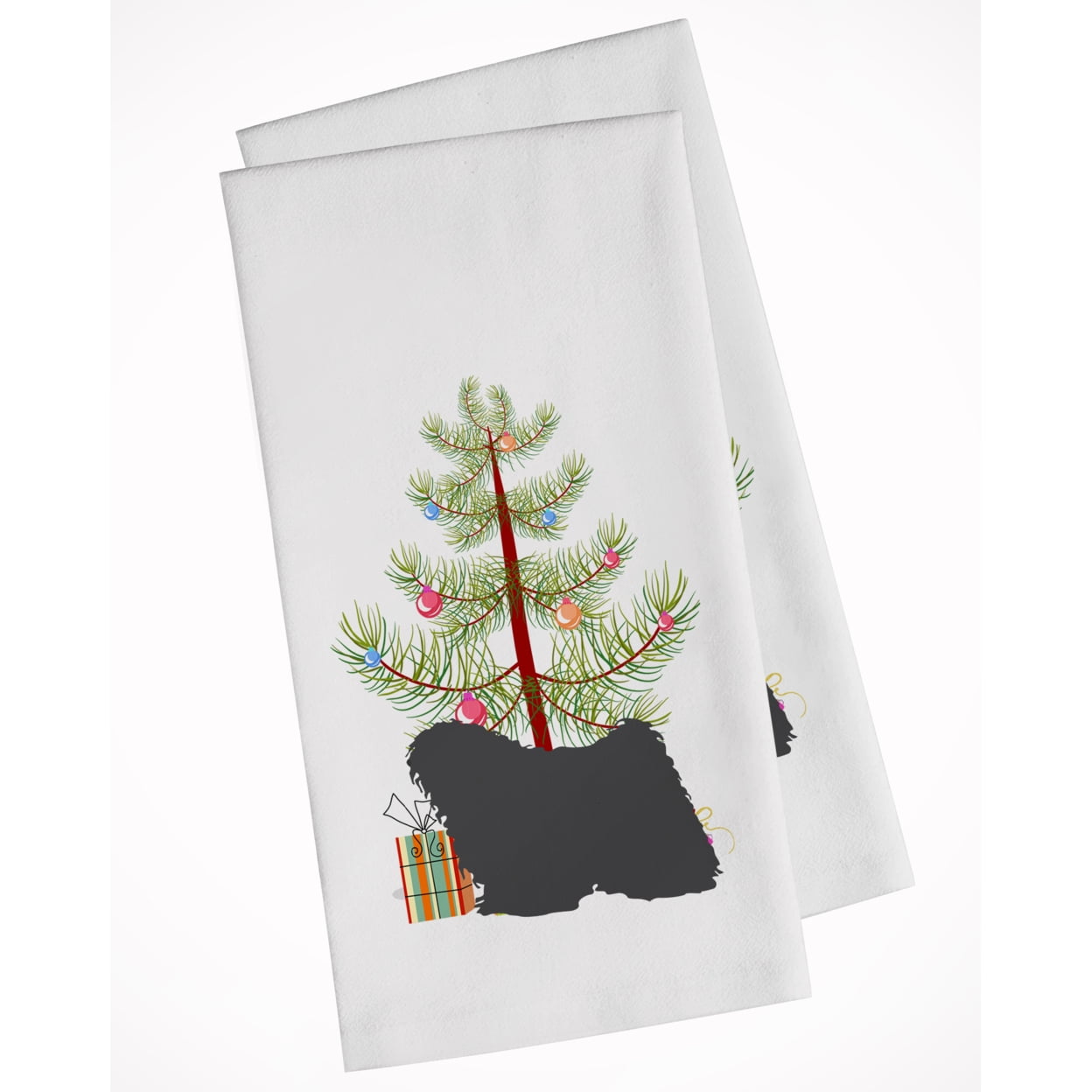 Puli Merry Christmas Tree White Kitchen Towel Set of 2
