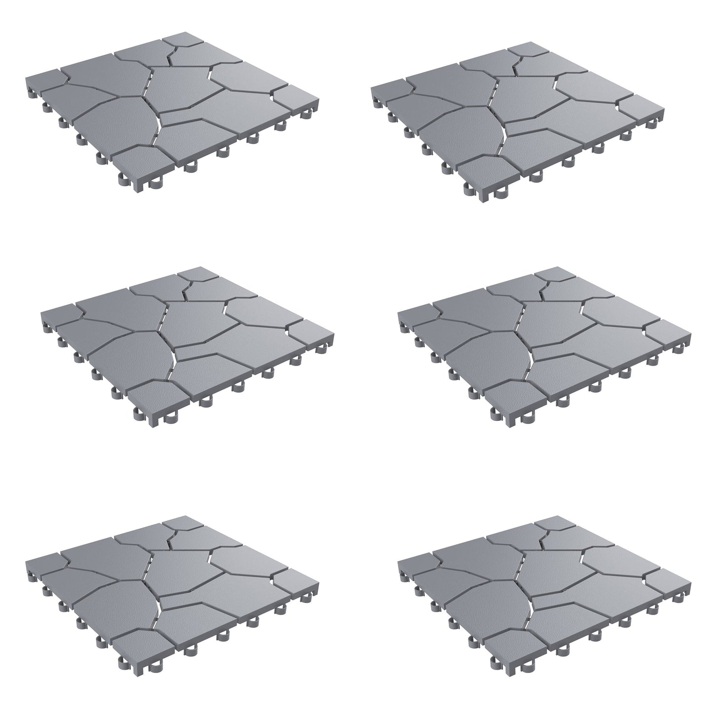 Pure Garden, Patio and Deck Tiles, Polypropylene, Set of 30, Stone Grey
