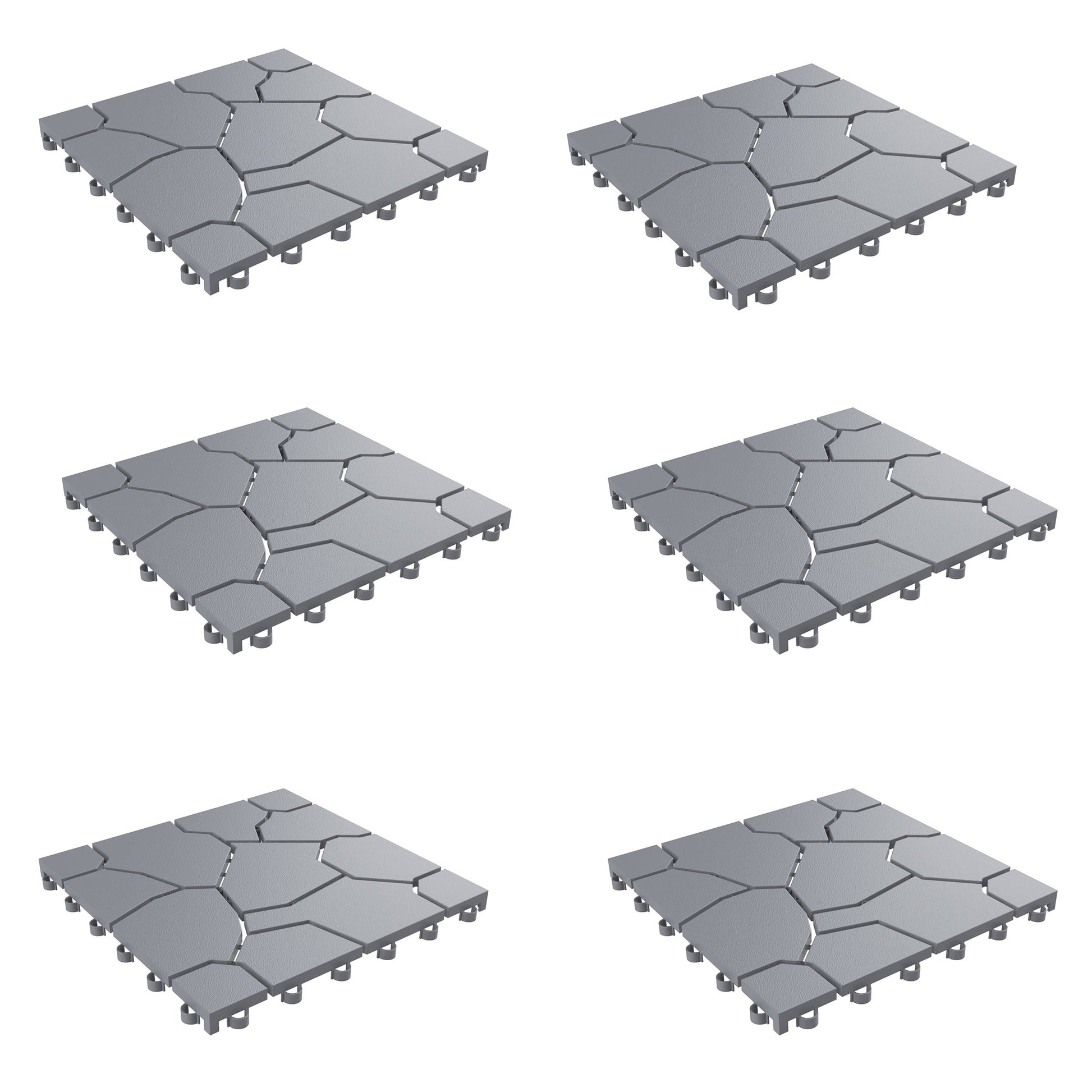 Pure Garden, Patio and Deck Tiles, Polypropylene, Set of 30, Stone Grey