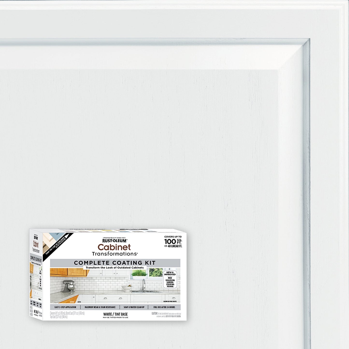 Pure White, Rust-Oleum Cabinet Transformations Satin Coating Kit-37467801T, Quart