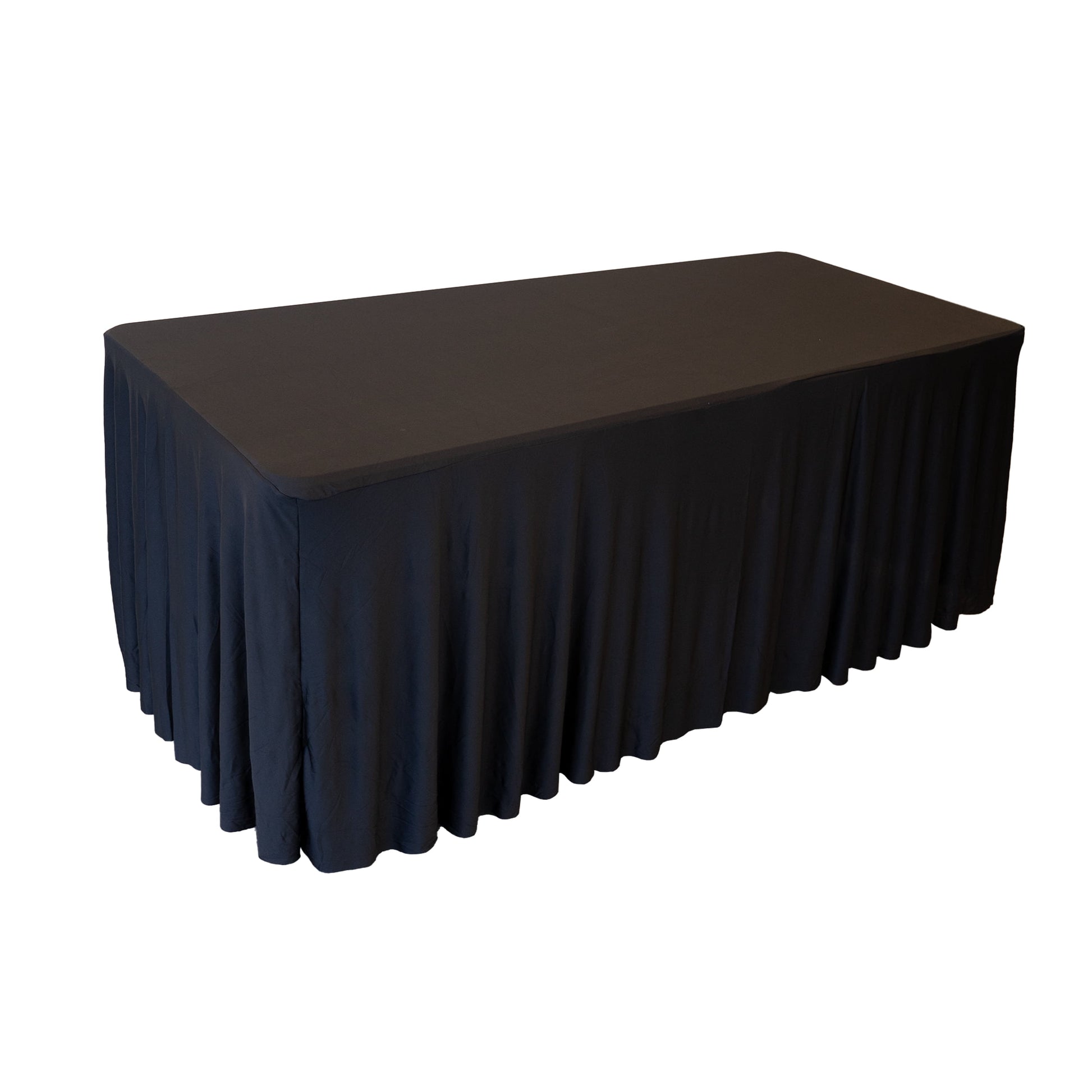 RTC Group Spandex Rectangular Tablecloth Skirt Table Cover, 6Ft Table, 72" x 30", Black, 2 PK