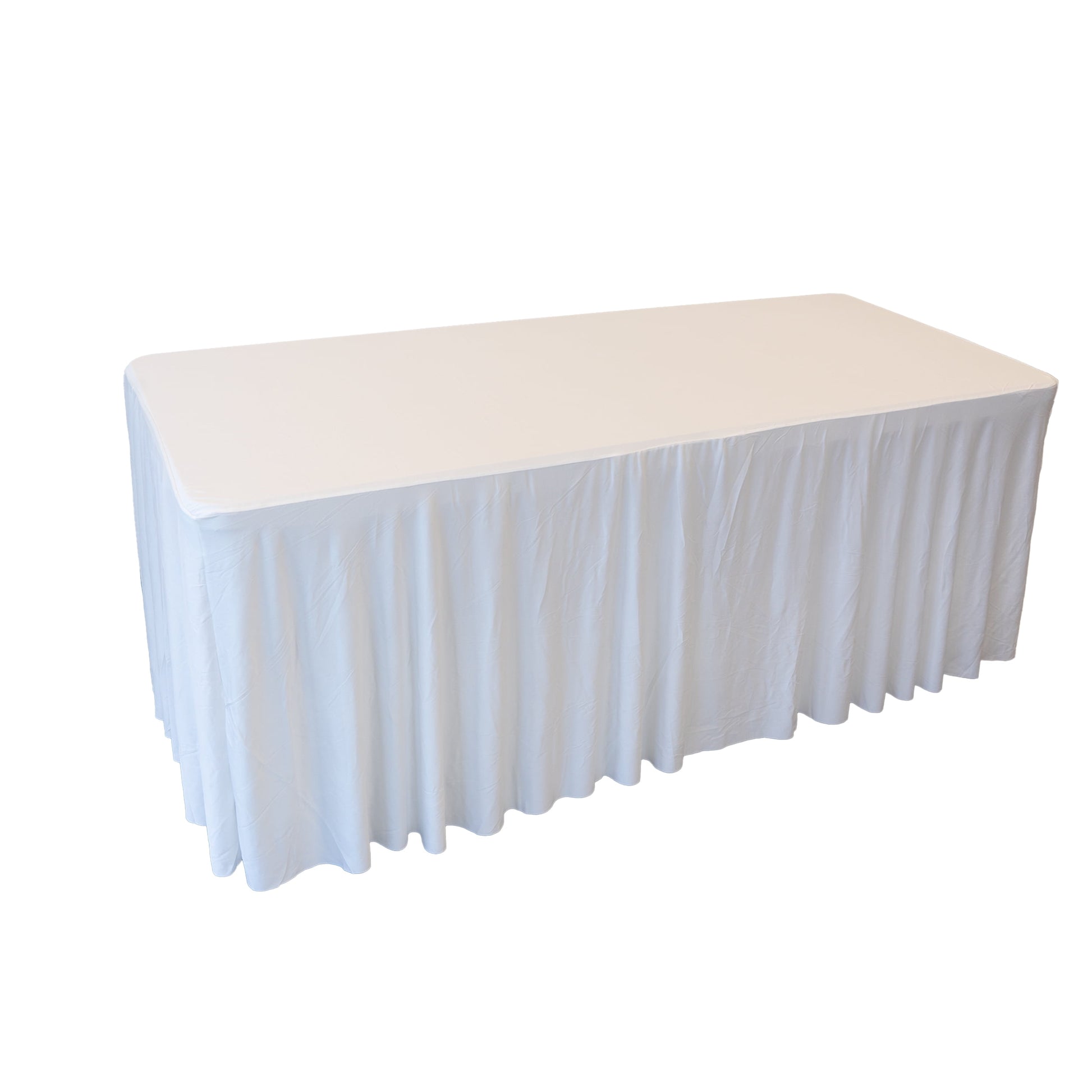 RTC Group Spandex Rectangular Tablecloth Skirt Table Cover, 6Ft Table, 72" x 30", White, 2 PK