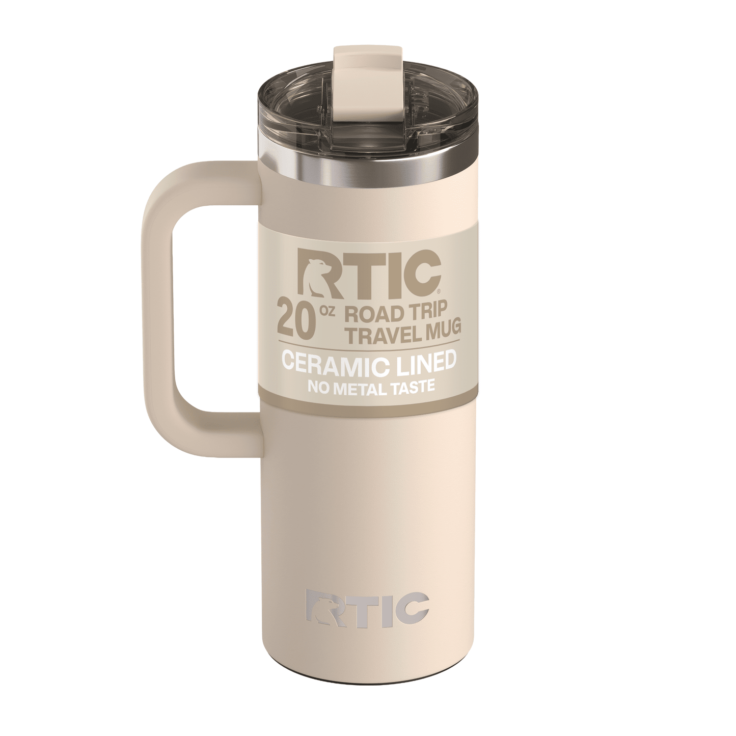 RTIC 20 oz Ceramic Lined Insulated Road Trip Travel Mug with Leak-Resistant Lid, Beach