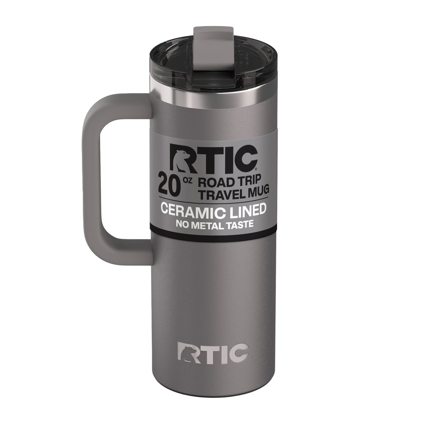 RTIC 20 oz Ceramic Lined Insulated Road Trip Travel Mug with Leak-Resistant Lid, Graphite