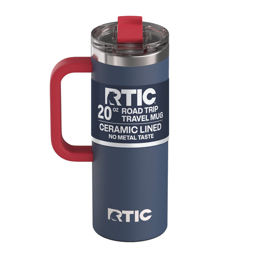 RTIC 20 oz Ceramic Lined Insulated Road Trip Travel Mug with Leak-Resistant Lid, Patriot