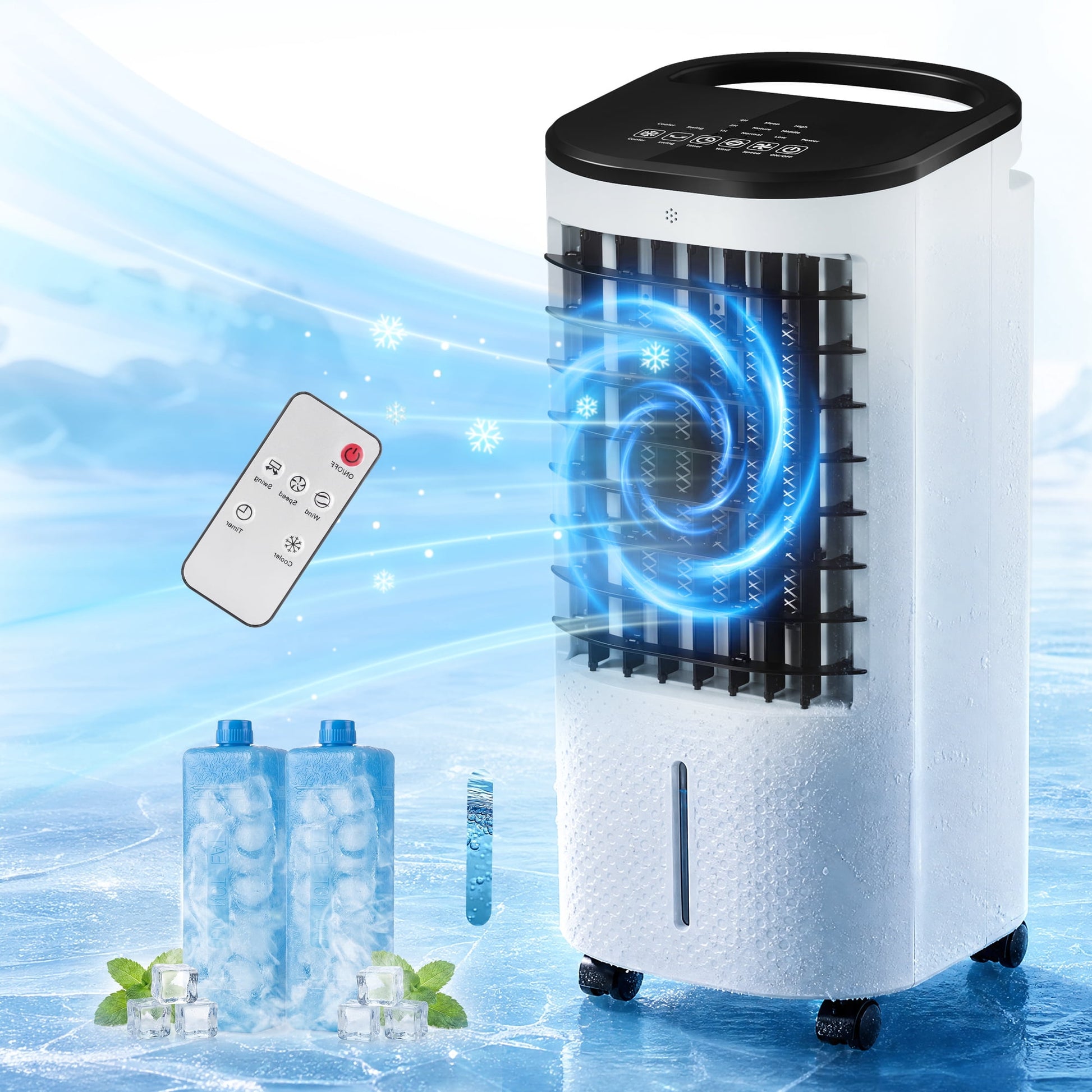RUIE 3-in-1 Evaporative Air Cooler, 4L Portable Swamp Cooler Fan with Remote Control for Home Bedroom Office