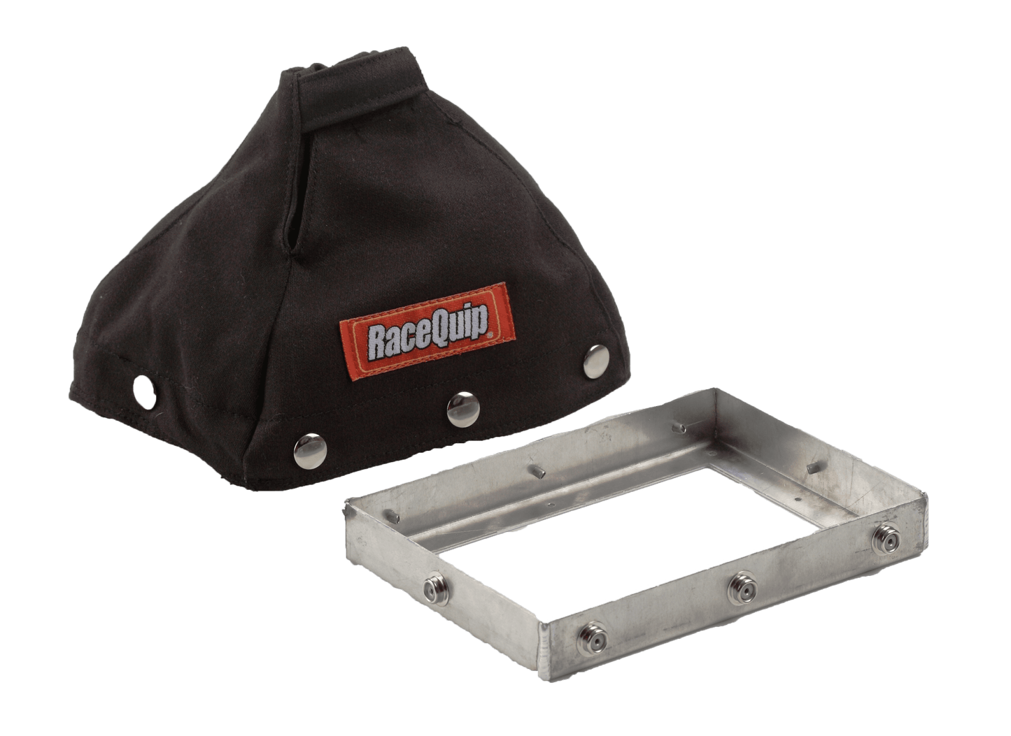 RaceQuip 871001RQP Shifter Boot 7-1/2 x 5-1/2 in Base 6 in Tall Aluminum/Fire Retardant Cotton FR3 Black Kit