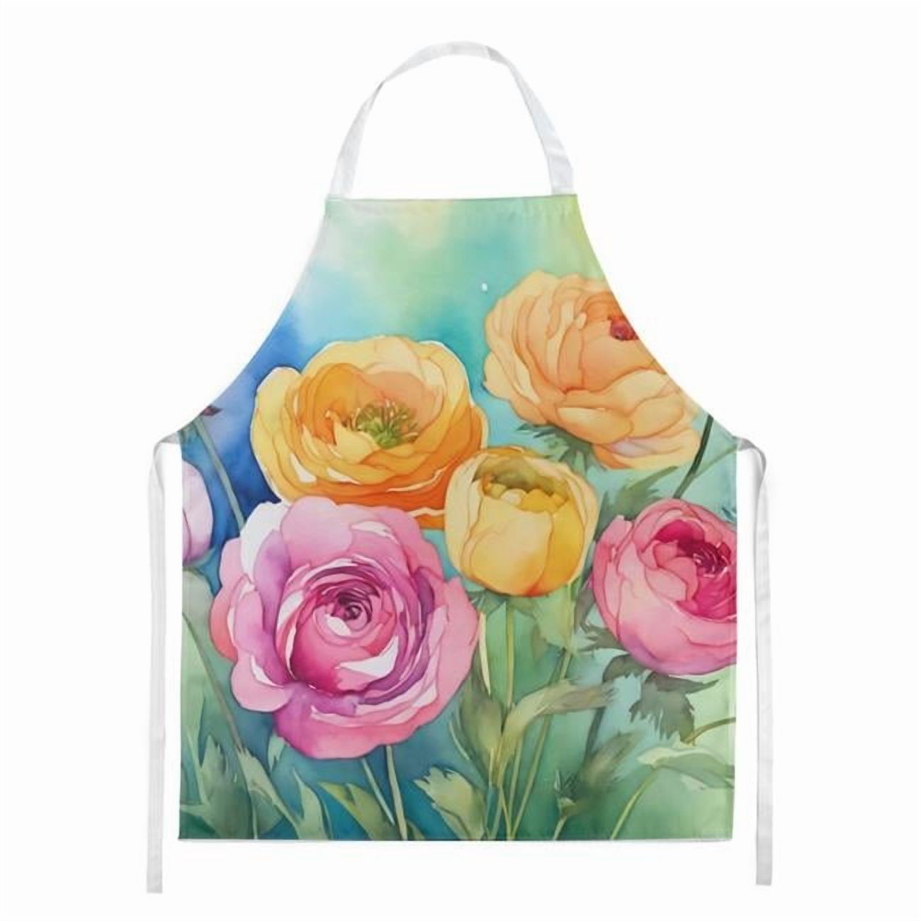Ranunculus in Watercolor Apron 27 in x 30 in