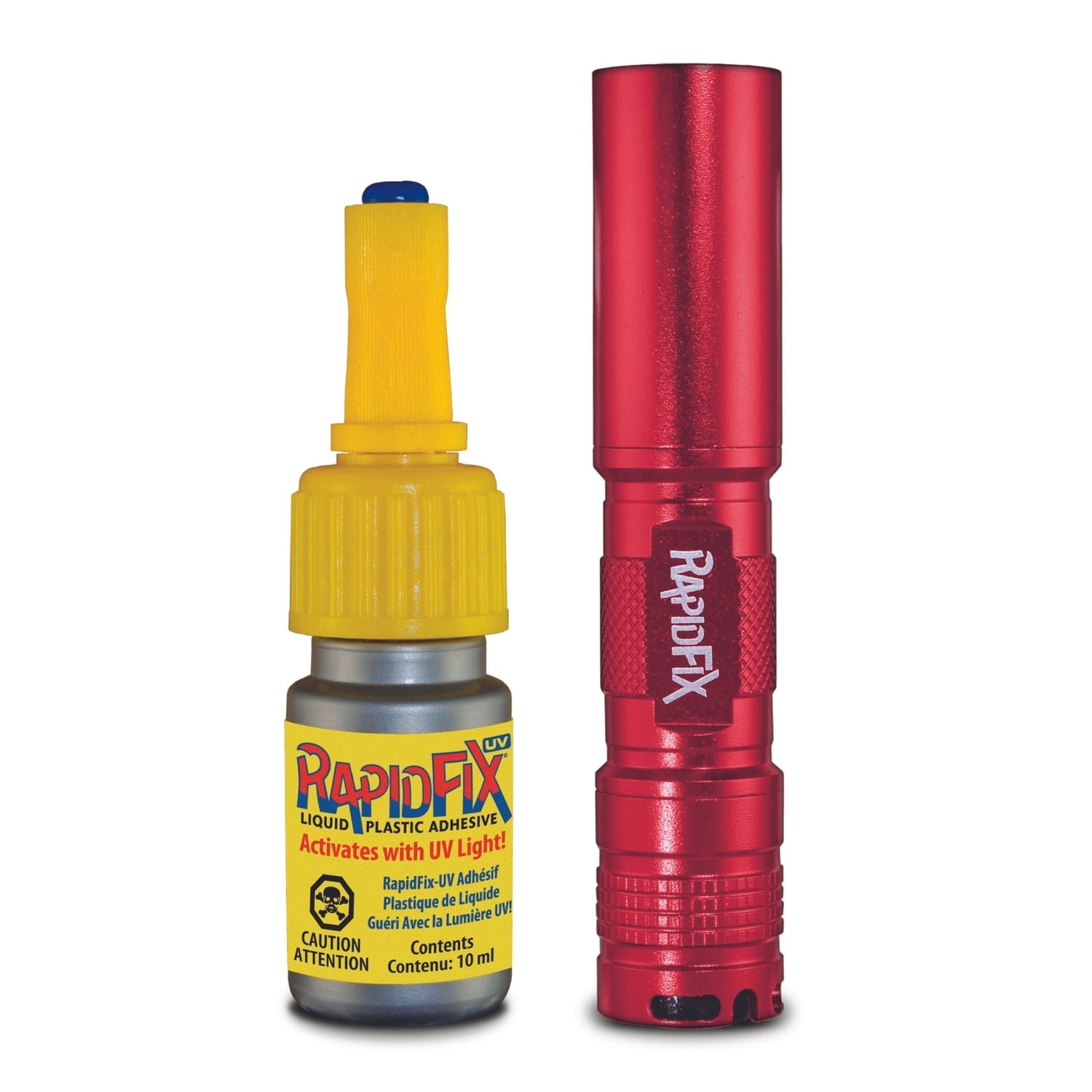 RapidFix Liquid Plastic UV-Activated Adhesive with UV Flashlight, 10-mL Bottle 6121805ES