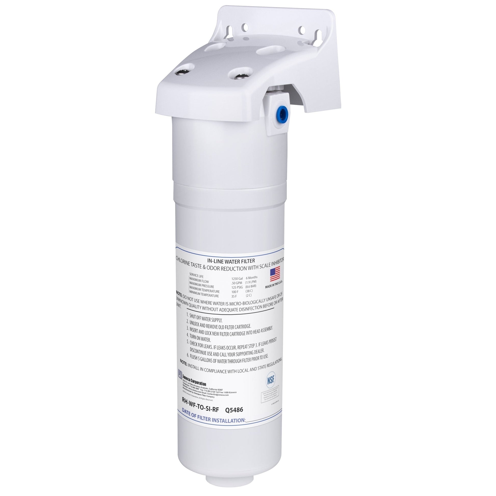 Ready Hot In-Line Water Filter, Removes Chlorine and Bad Odors, Includes 1/4" Connections, Head and Mount, 45-RH-WF-TO-SI
