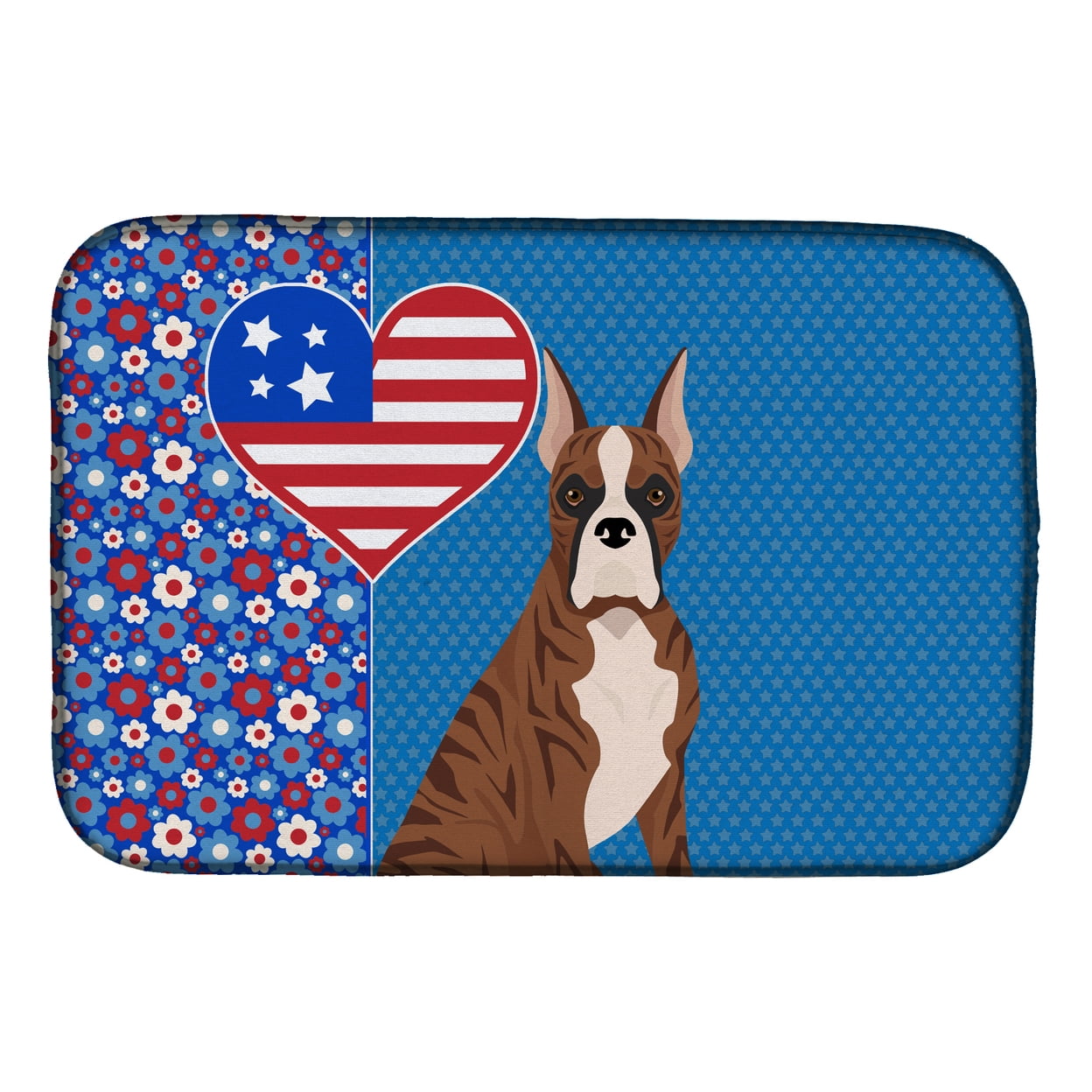 Red Brindle Boxer USA American Dish Drying Mat