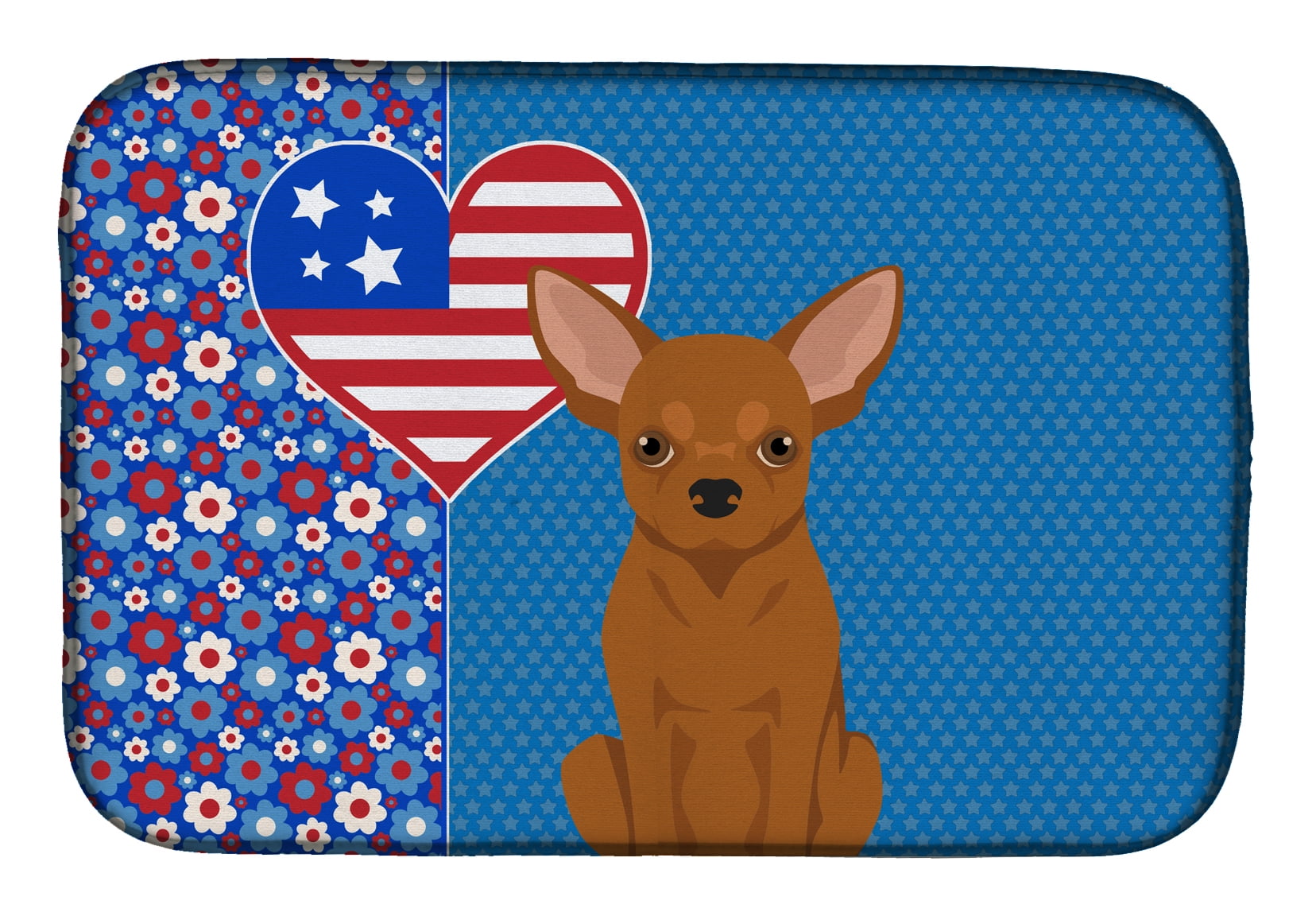 Red Chihuahua USA American Dish Drying Mat 14 in x 21 in