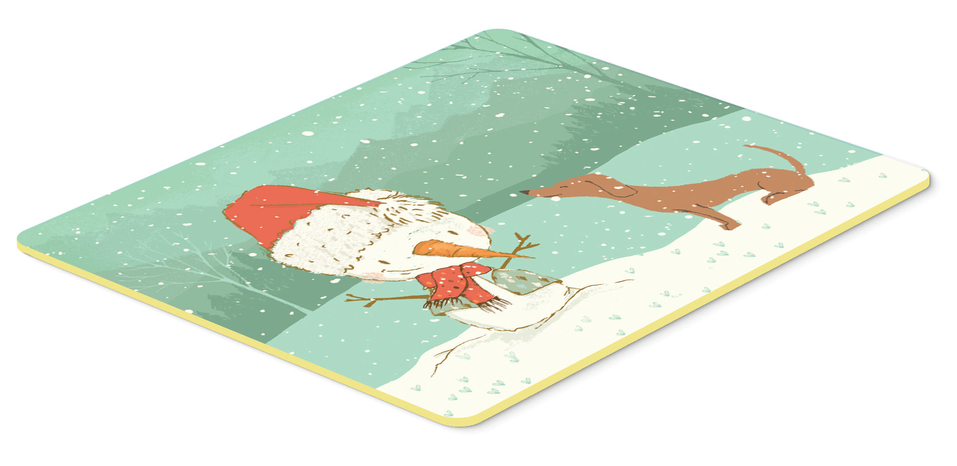 Red Dachshund Snowman Christmas Kitchen or Bath Mat 24x36